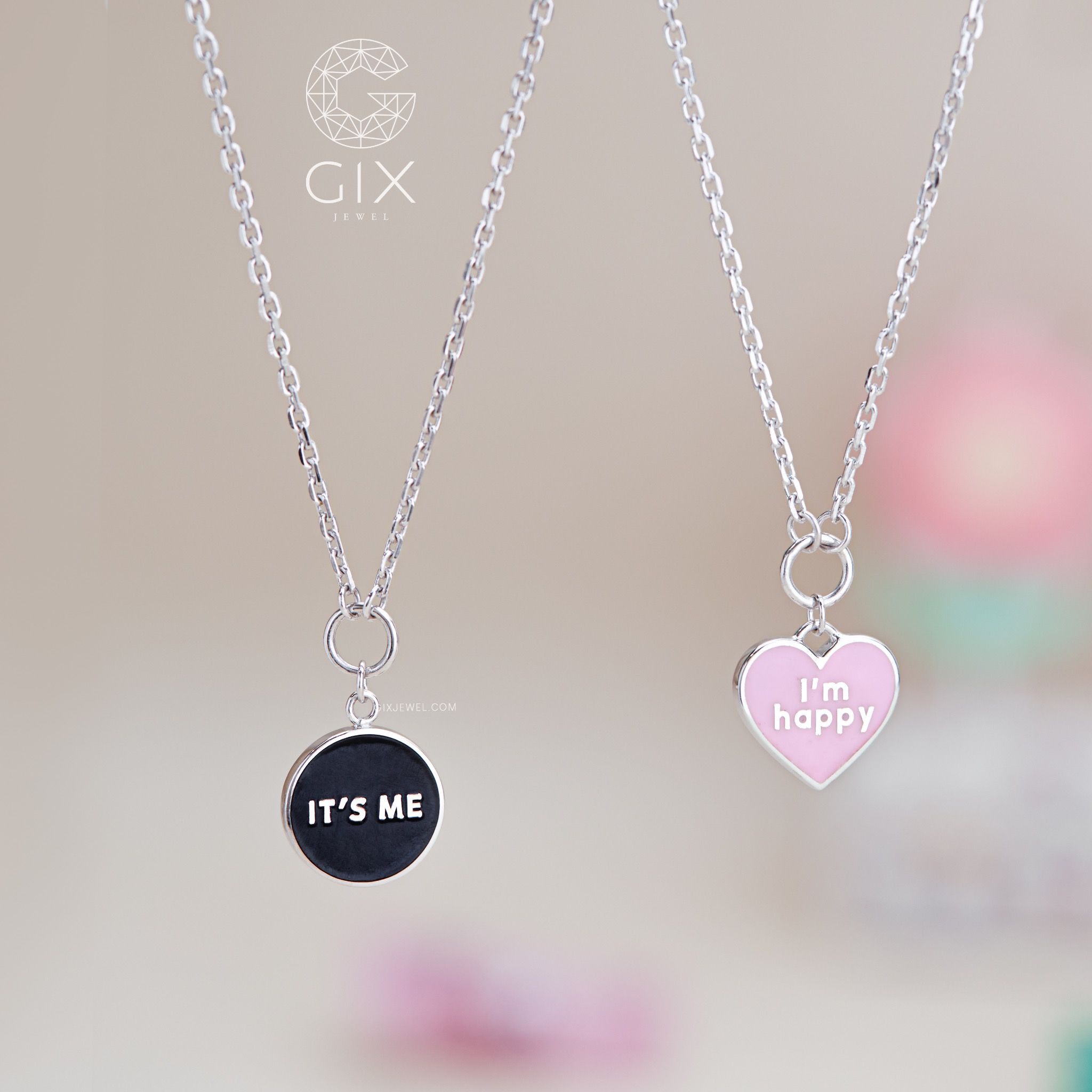 Dây chuyền em bé bạc đẹp vàng 18k cao cấp mặt tròn khắc tên riêng Gix