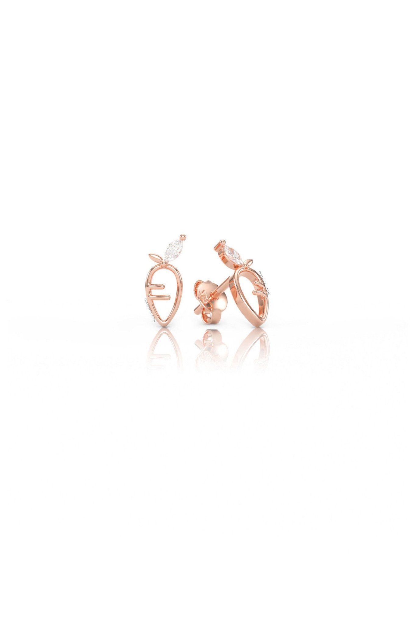 Bông tai nụ đá bạc thật Gix Jewel mạ vàng đính đá CZ củ carrot