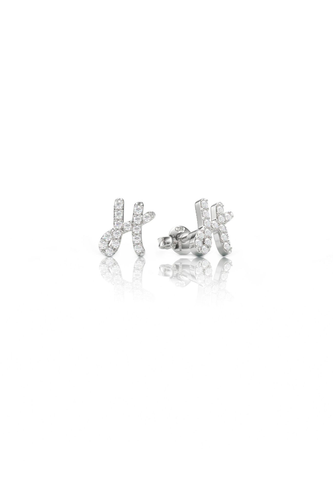 Hoa tai bạc 925 Gix Jewel mạ vàng hồng đính đá CZ chữ H