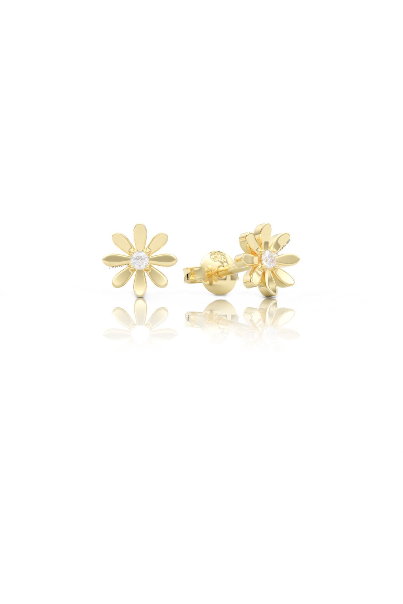 Khuyên tai hoa cúc bạc đẹp Gix Jewel mạ vàng trắng đính đá Moissanite hoa xinh xắn