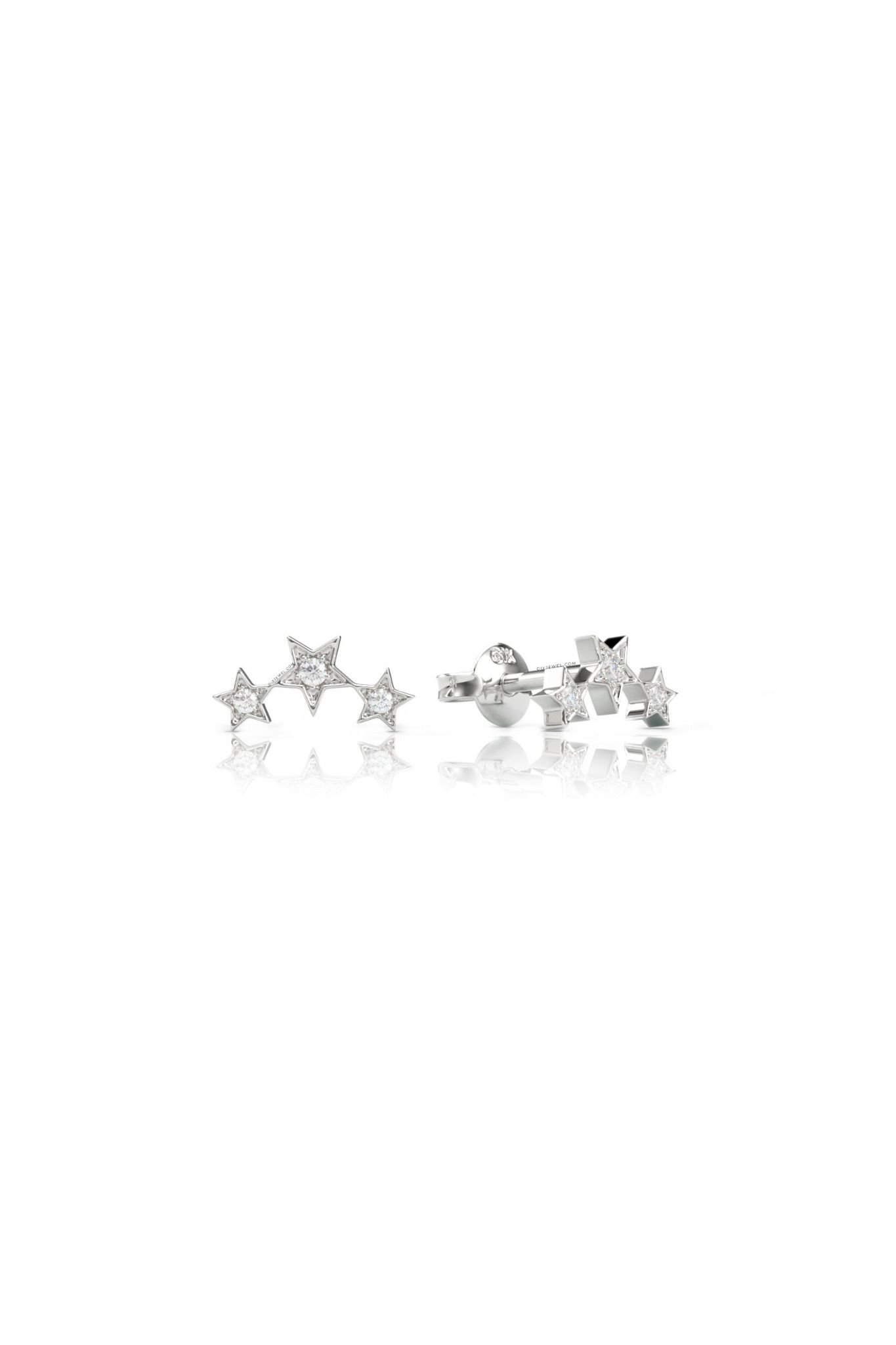 Hoa tai bạch kim bạc ý Gix Jewel mạ vàng hồng đính đá Moissanite 3 ngôi sao may mắn