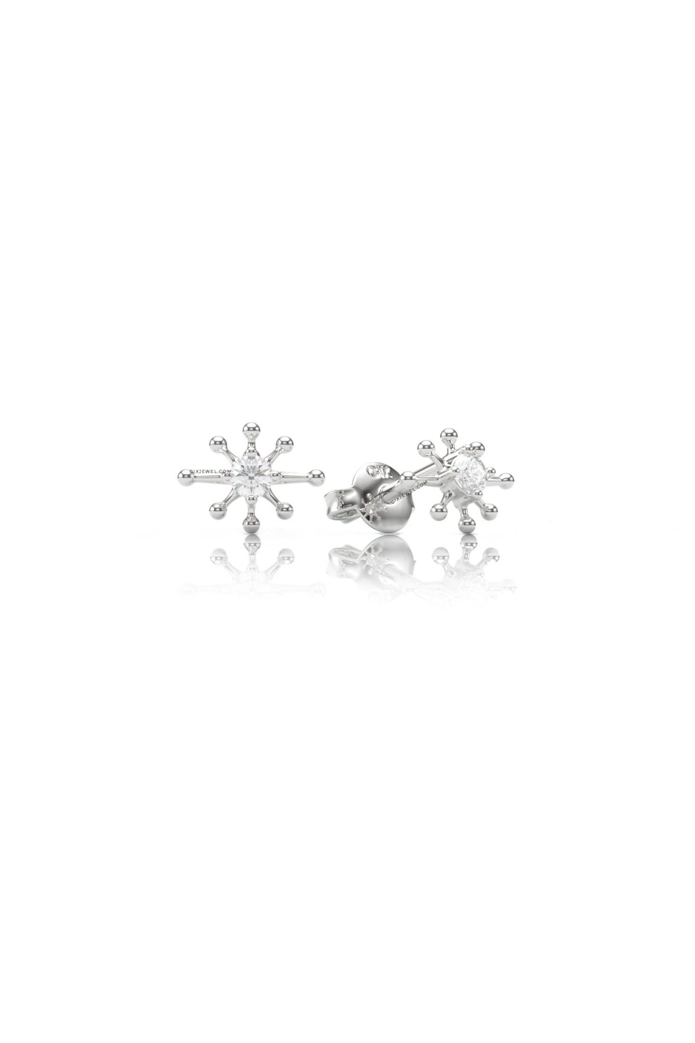 Bông tai em bé bạc đẹp hình hoa mai mạ vàng hồng cao cấp đính đá Gix Jewel