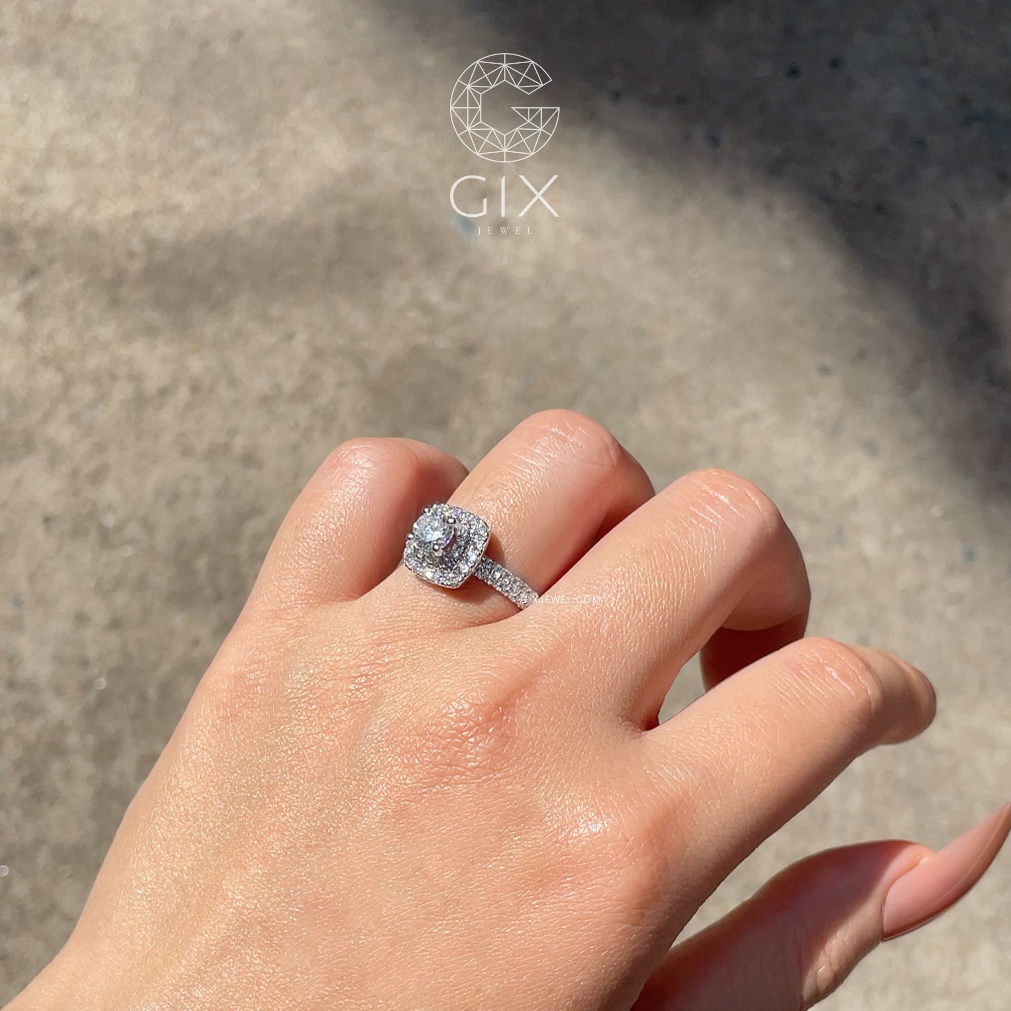 Nhẫn Đính Ước Kim Cương Cầu Hôn Đơn Giản Đẹp Giá Rẻ Đá Moissanite Gix