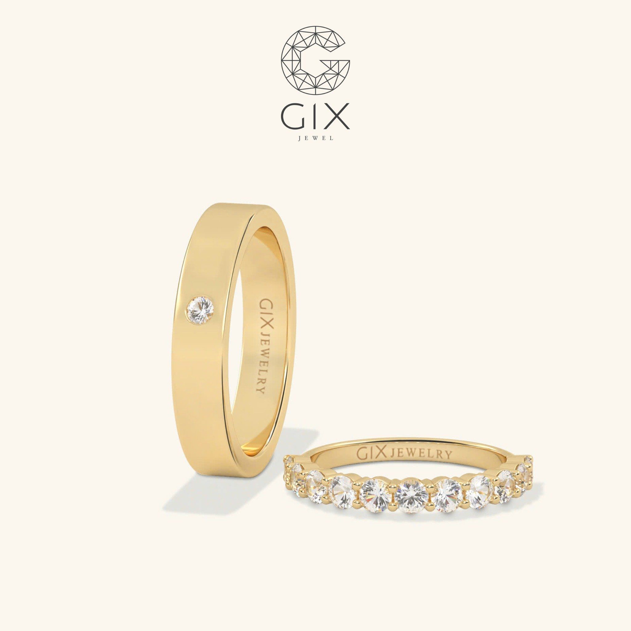 Nhẫn đôi Eternity bạc đẹp đính đá CZ Gix Jewel - GCR25050033
