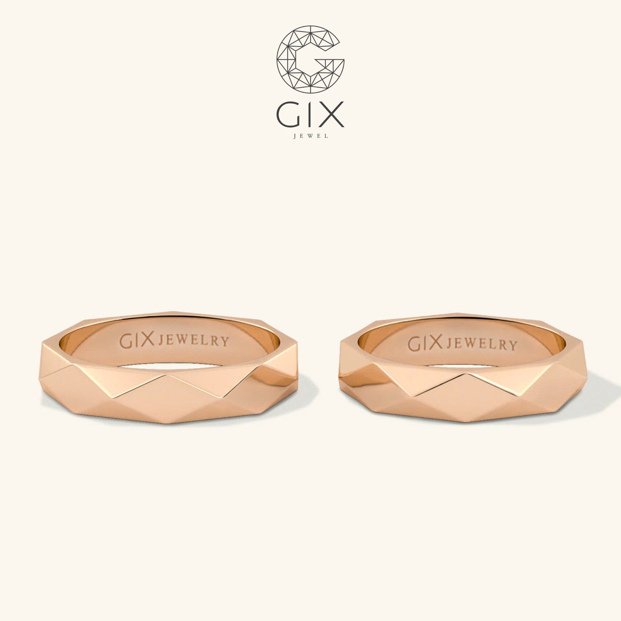 Nhẫn cưới vàng 18k vát cạnh đẹp Gix Jewel - GCR25050034