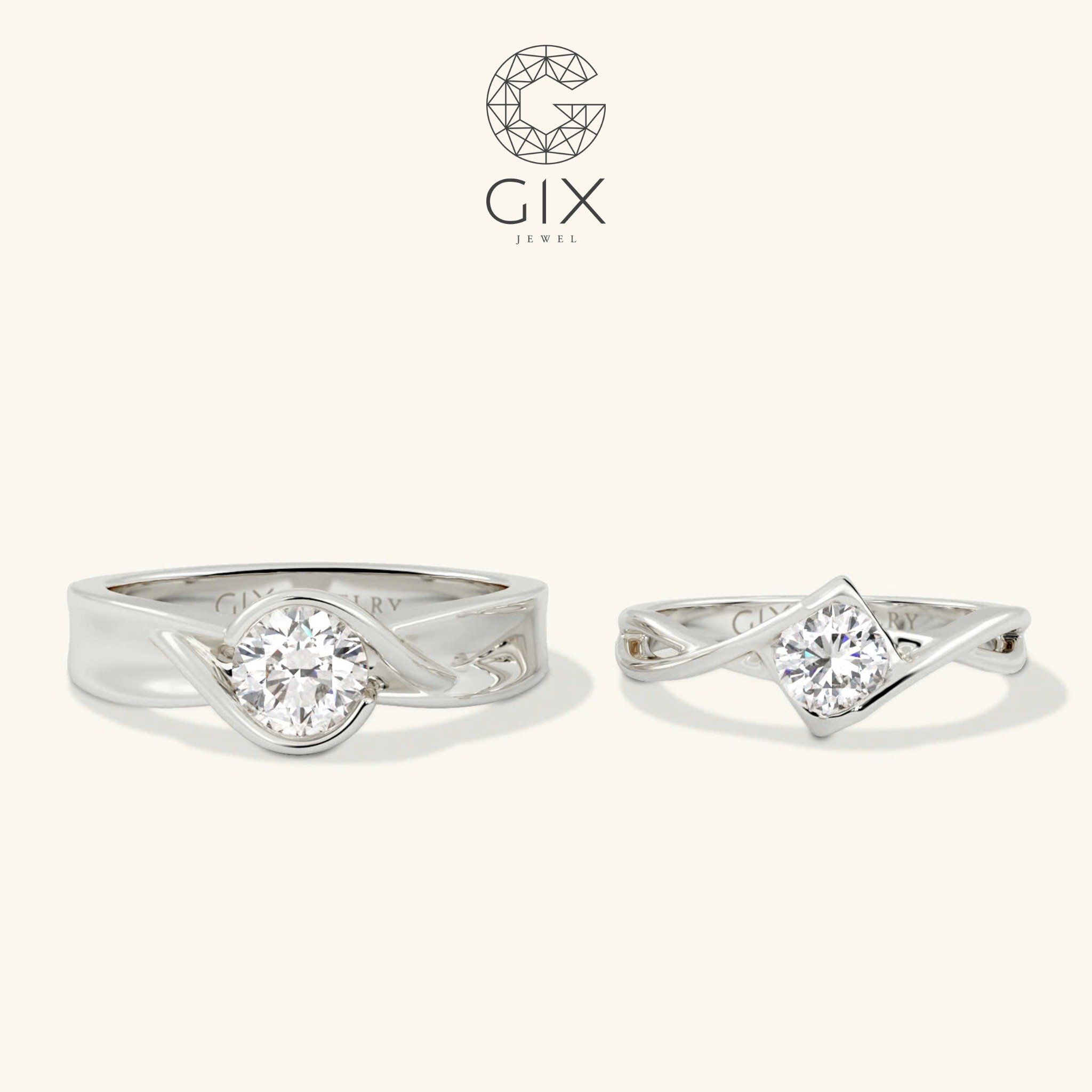 Nhẫn cưới vàng 18k dáng cầu hôn cho nam nữ Gix Jewel - GCR25050027