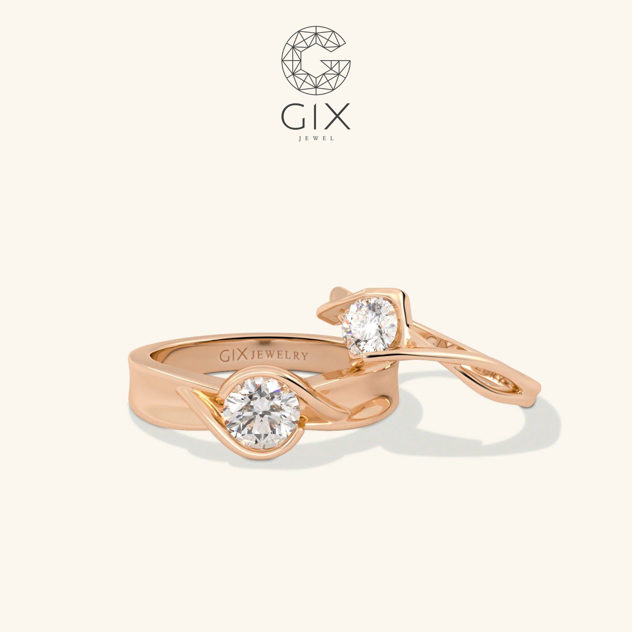 Nhẫn cưới vàng 10k dáng cầu hôn cho nam nữ Gix Jewel - GCR25050027
