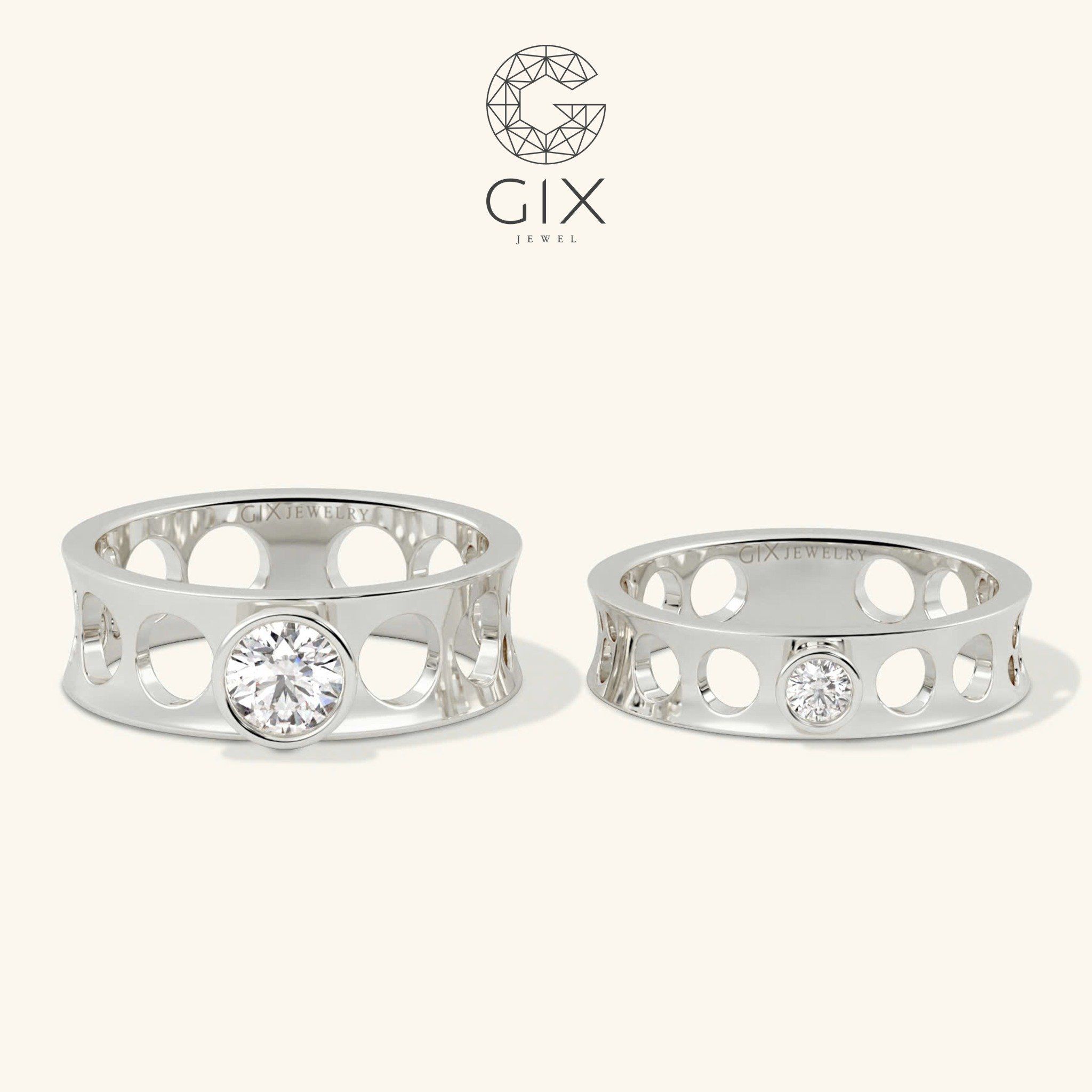 Nhẫn cưới thiết kế độc đáo vàng tây 18k đẹp rẻ nhất đính hột xoàn Gix Jewel