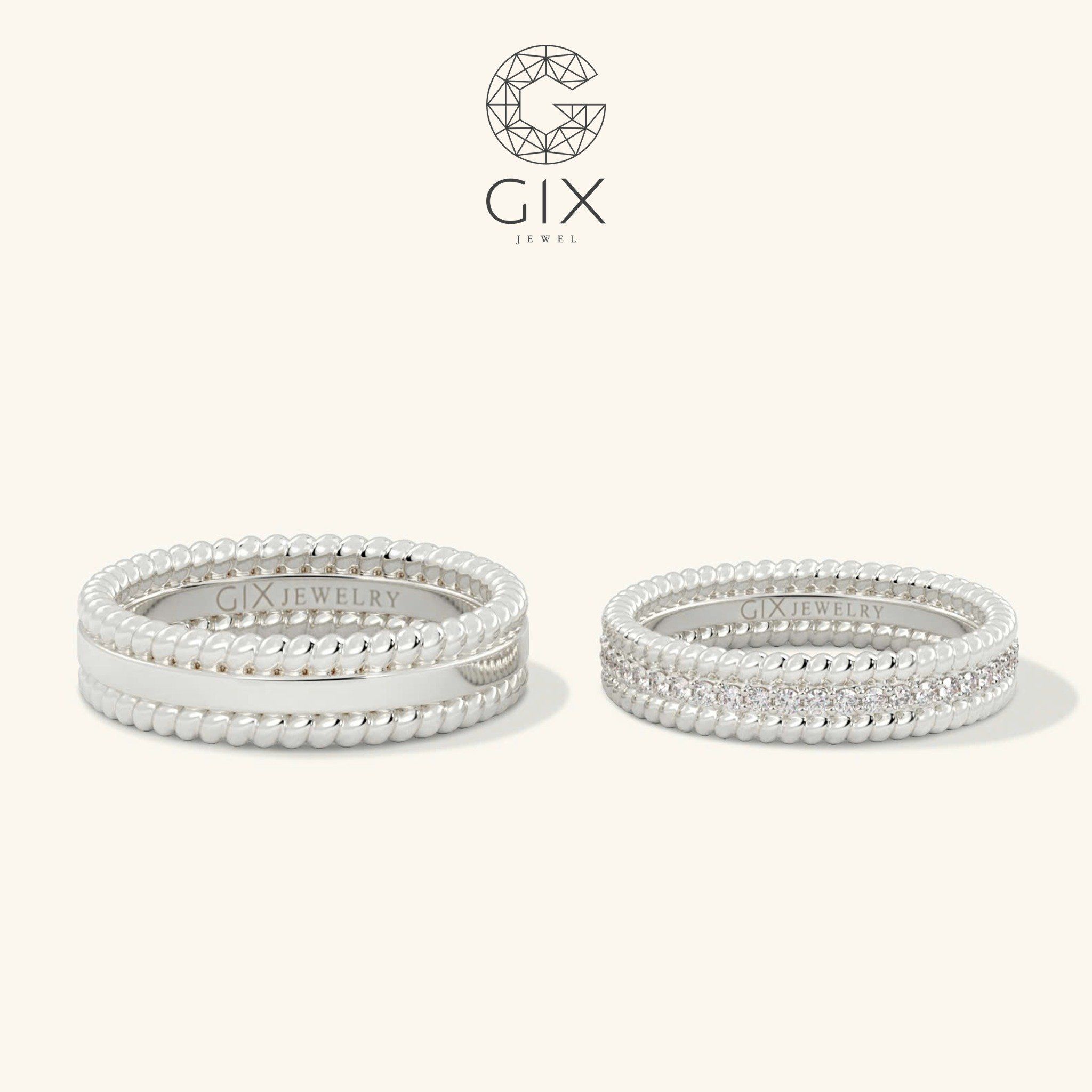 Nhẫn cưới vàng 10k kim cương đẹp sang trọng Gix - GCR25050021