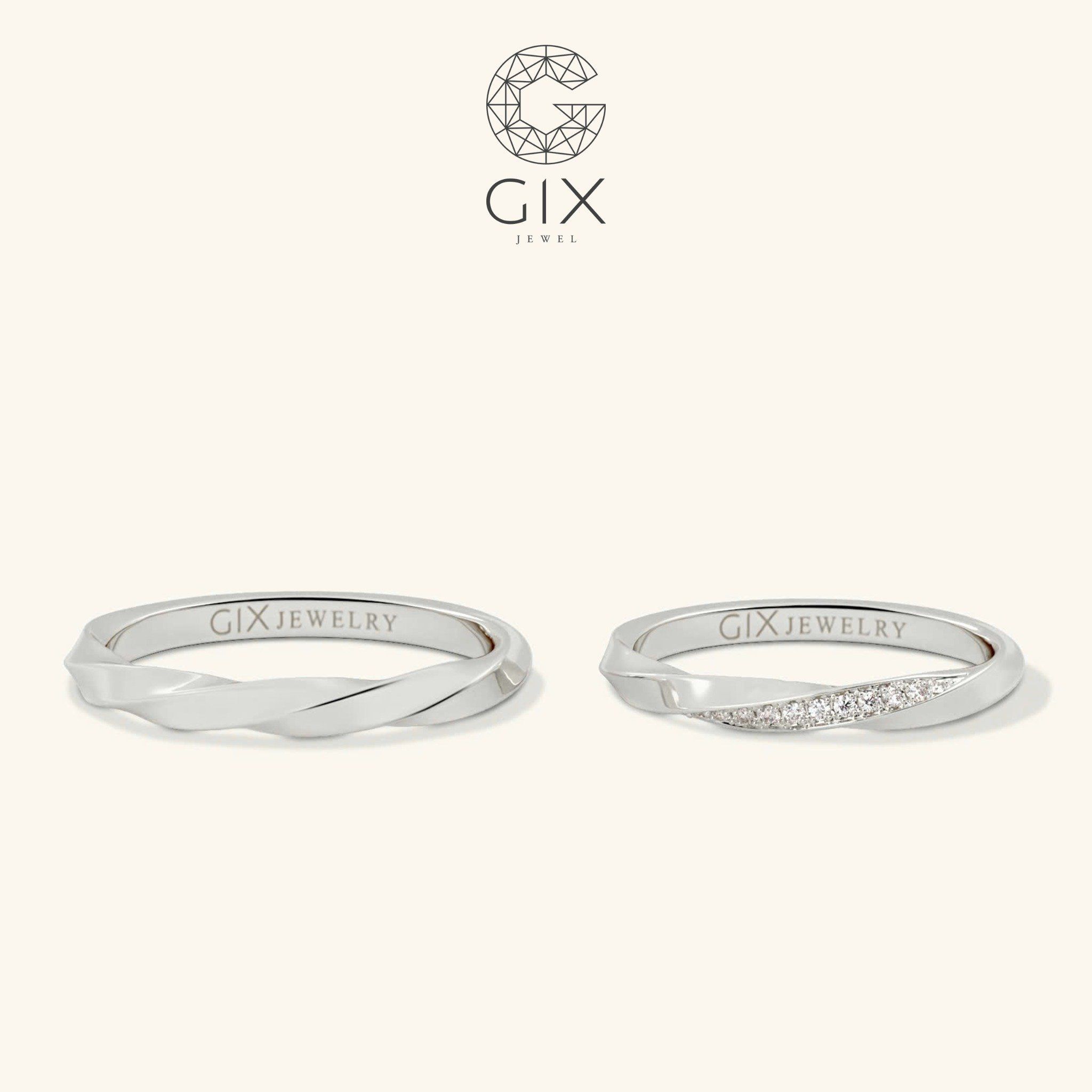Nhẫn Cưới Vàng 18k Đính Kim Cương Hiện Đại Gix - GCR25050023
