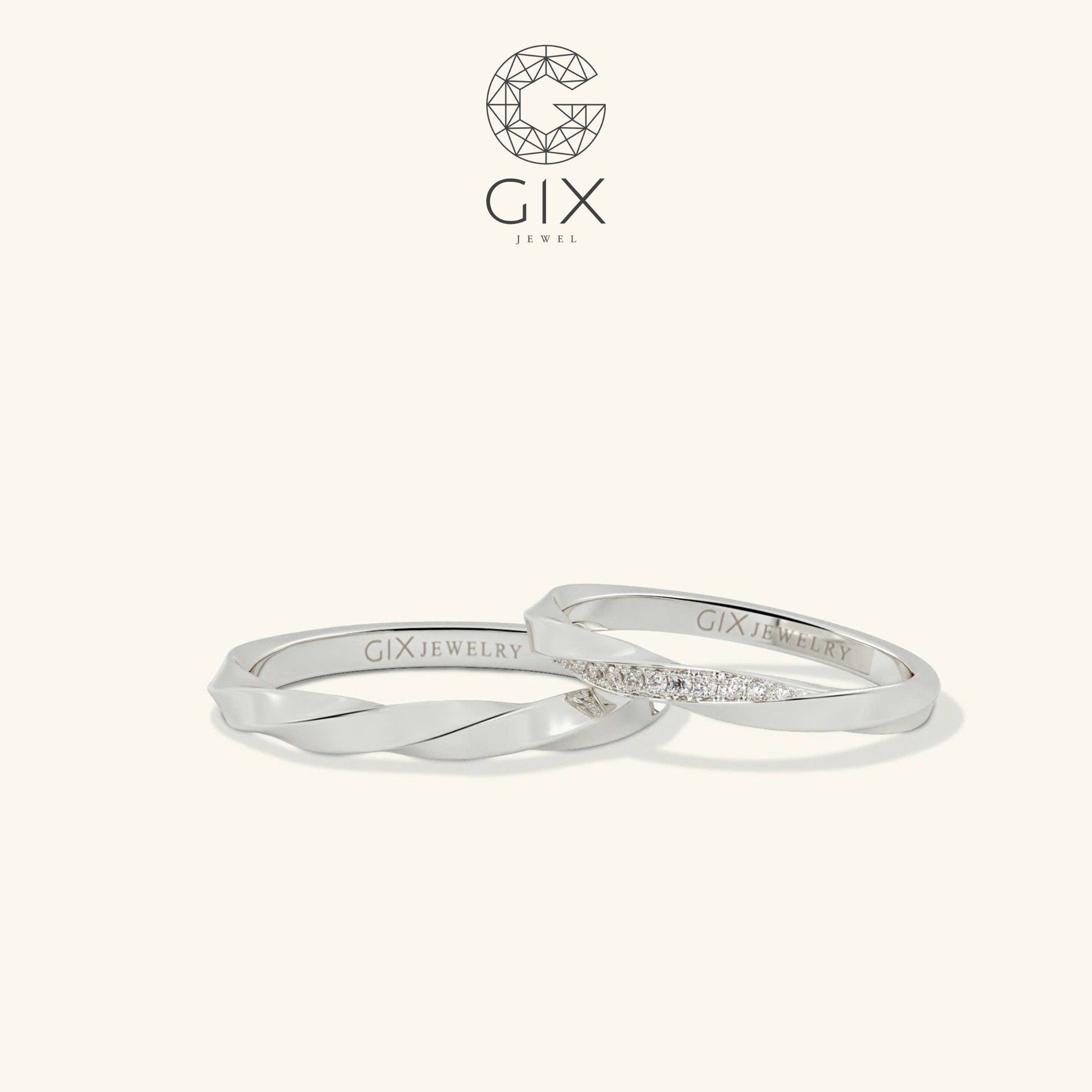 Nhẫn Cưới Vàng 18k Đính Kim Cương Hiện Đại Gix - GCR25050023