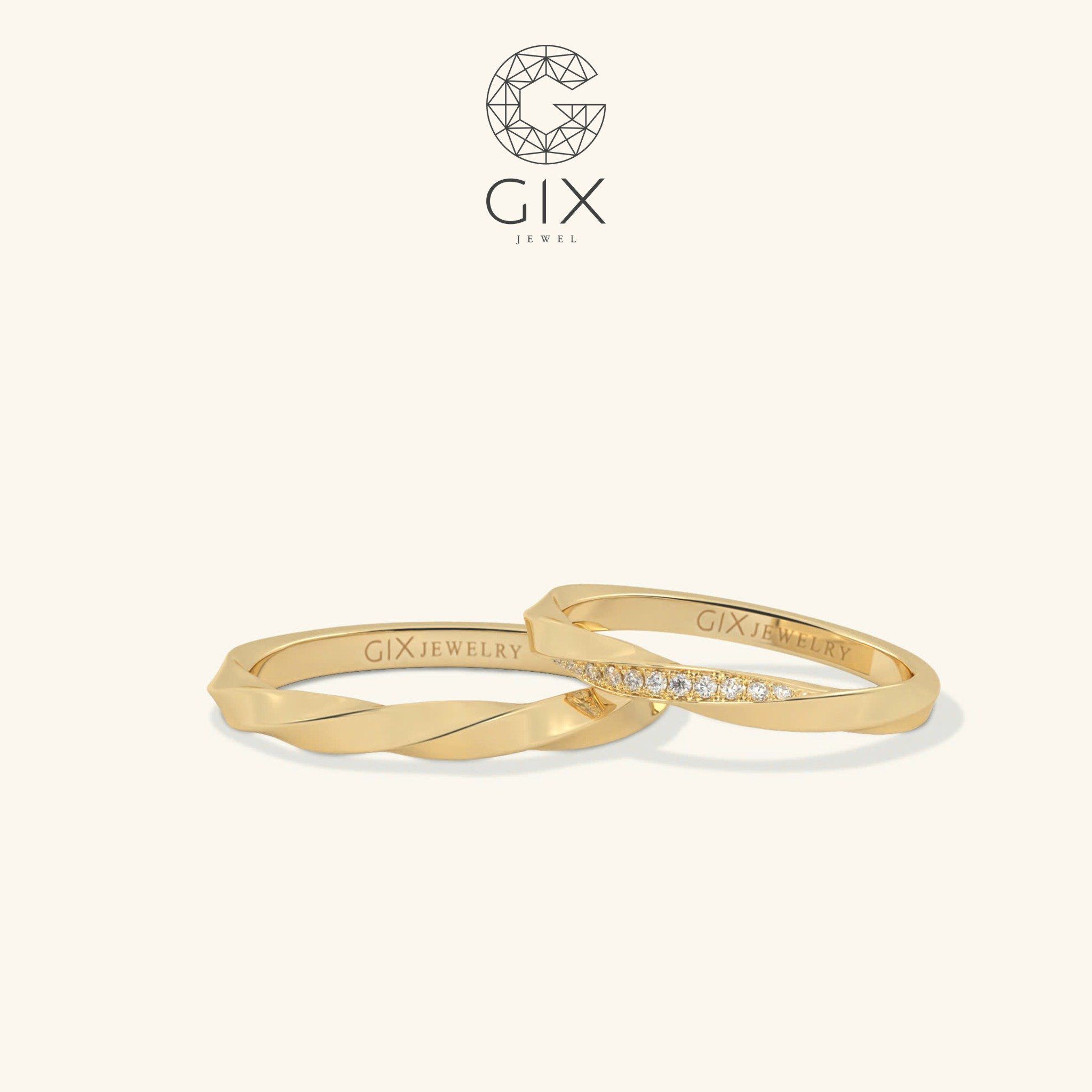 Nhẫn Cưới Vàng 18k Đính Kim Cương Hiện Đại Gix - GCR25050023