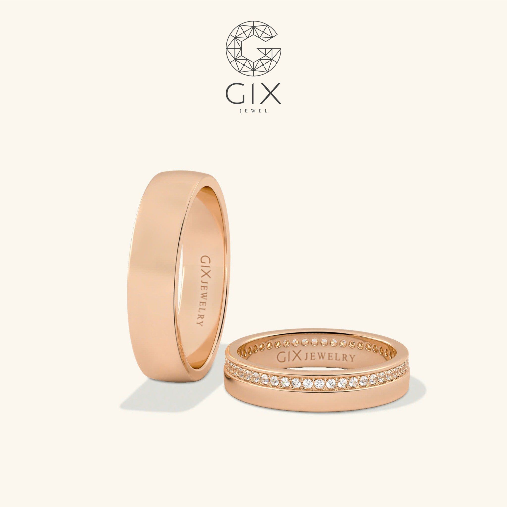 Nhẫn Cưới Vàng 18k Kim Cương Cao Cấp Gix - GCR25050024