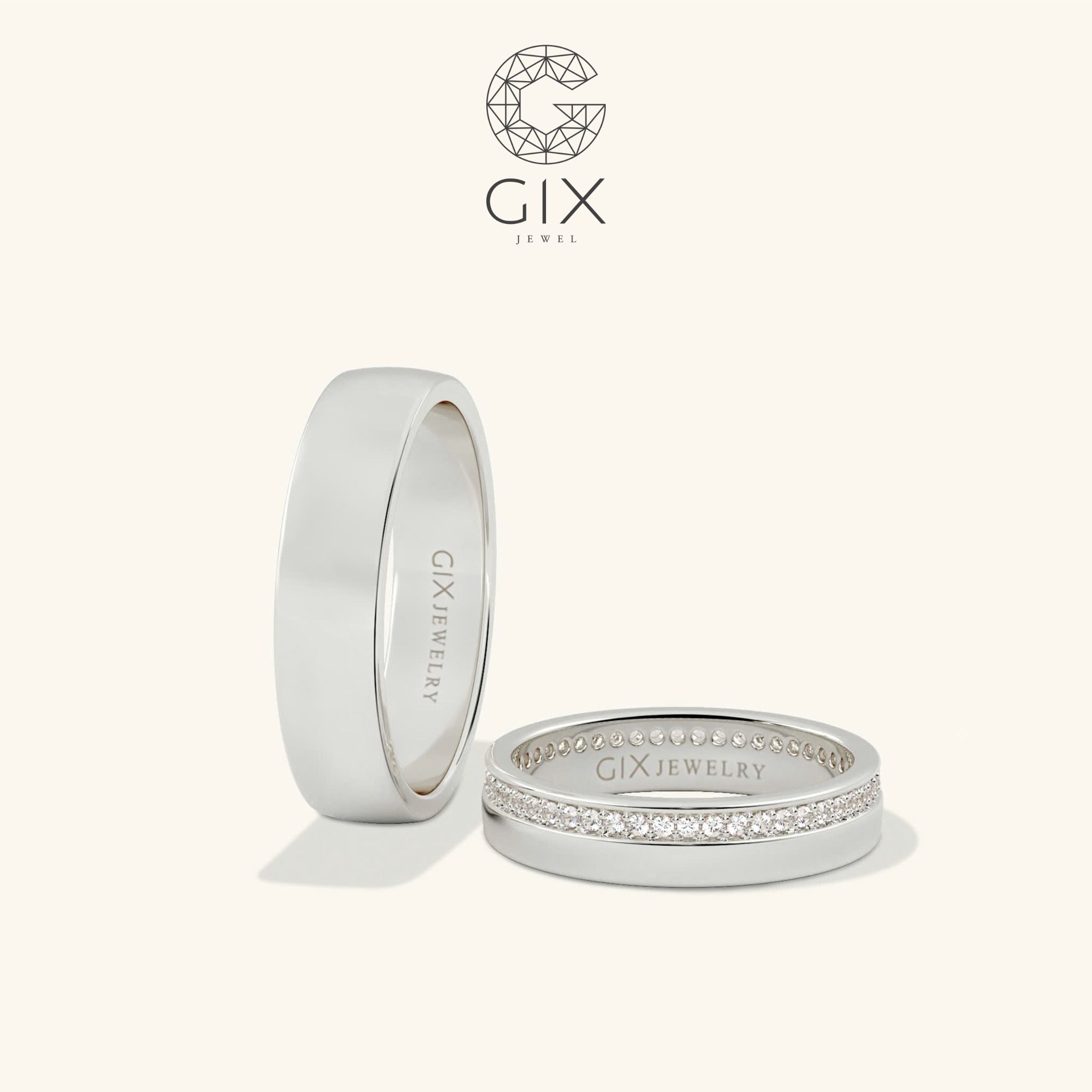 Nhẫn cưới vàng tây rẻ đẹp mừng cưới đính kim cương sang trọng Gix Jewel