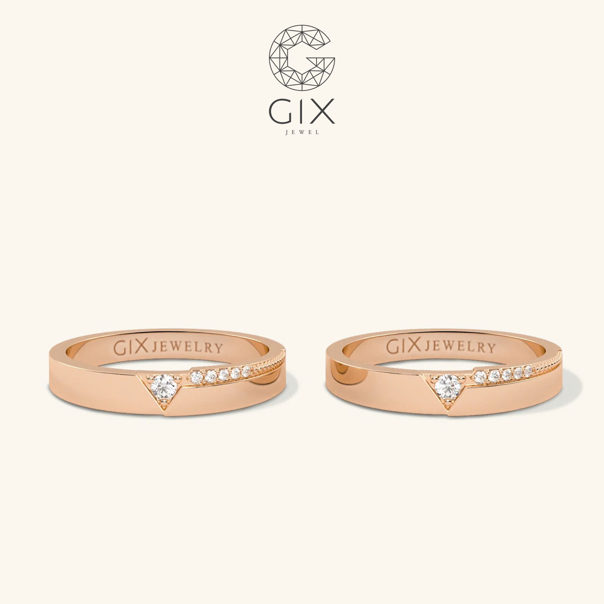 Nhẫn cưới trái tim kiểu Hàn Quốc vàng tây 14k đính đá Moissanite đẹp Gix Jewelry