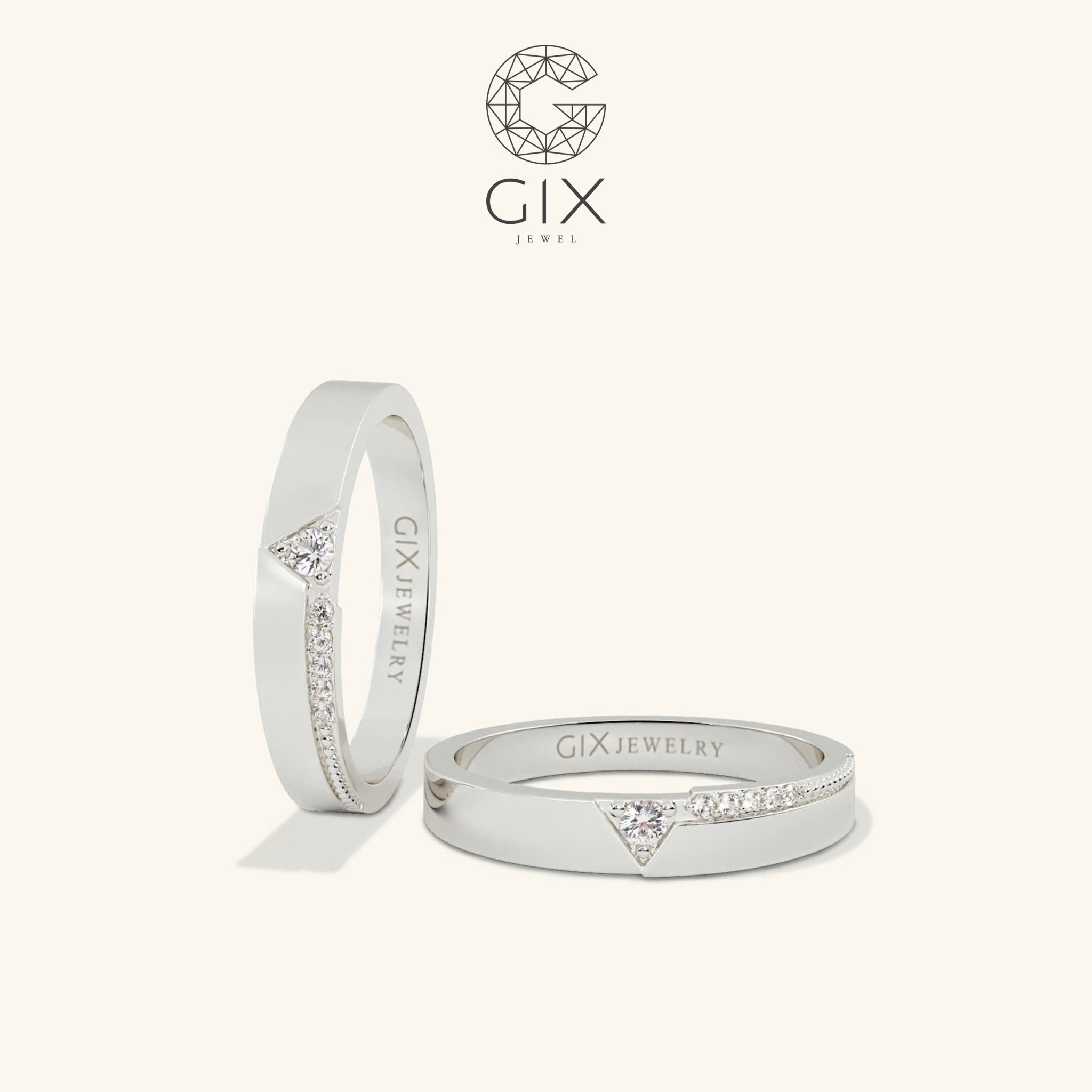 Nhẫn cưới trái tim kiểu Hàn Quốc vàng tây 14k đính đá Moissanite đẹp Gix Jewelry
