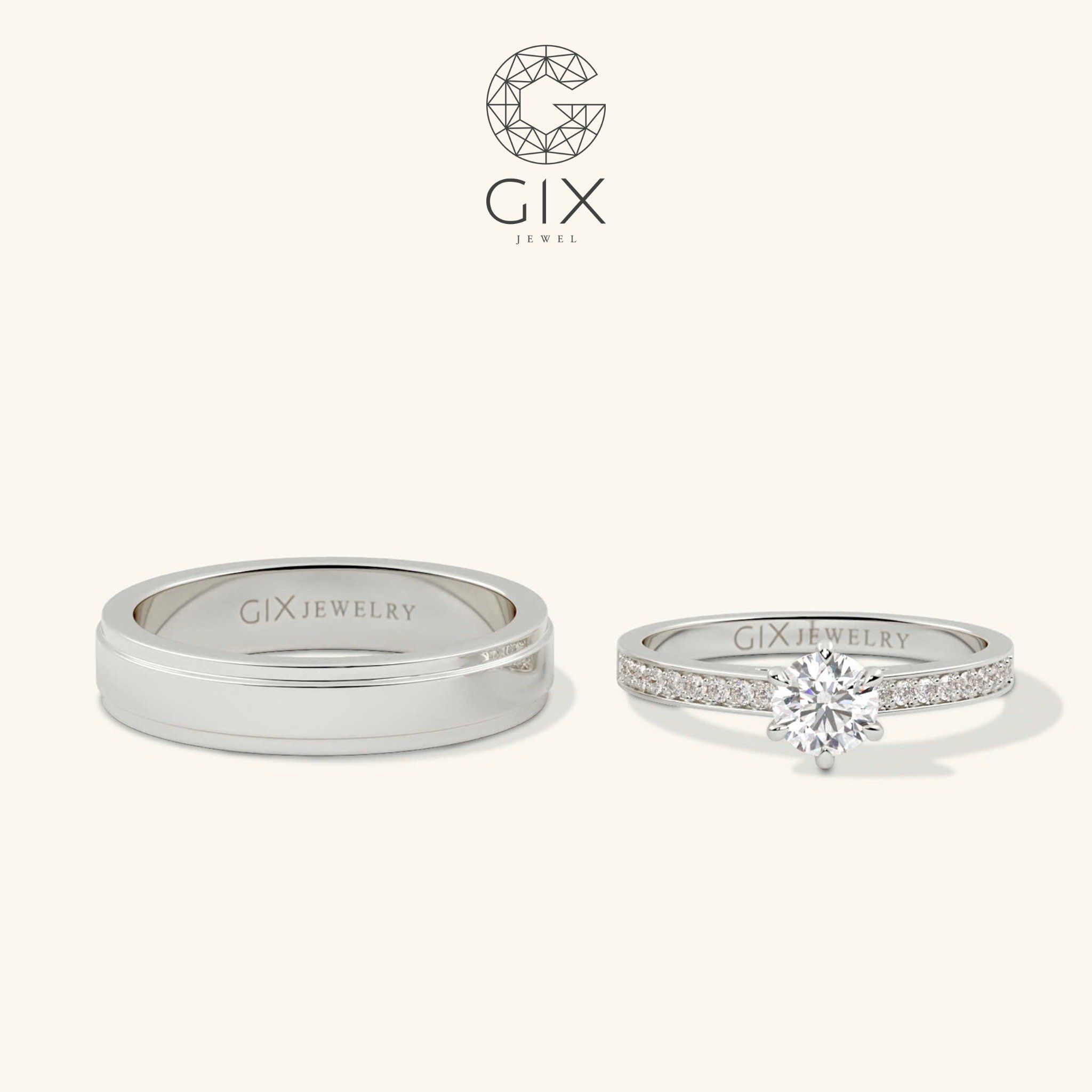 Nhẫn cưới vàng 14k Moissanite đẹp kiểu mới Gixjewel - GCR25050041