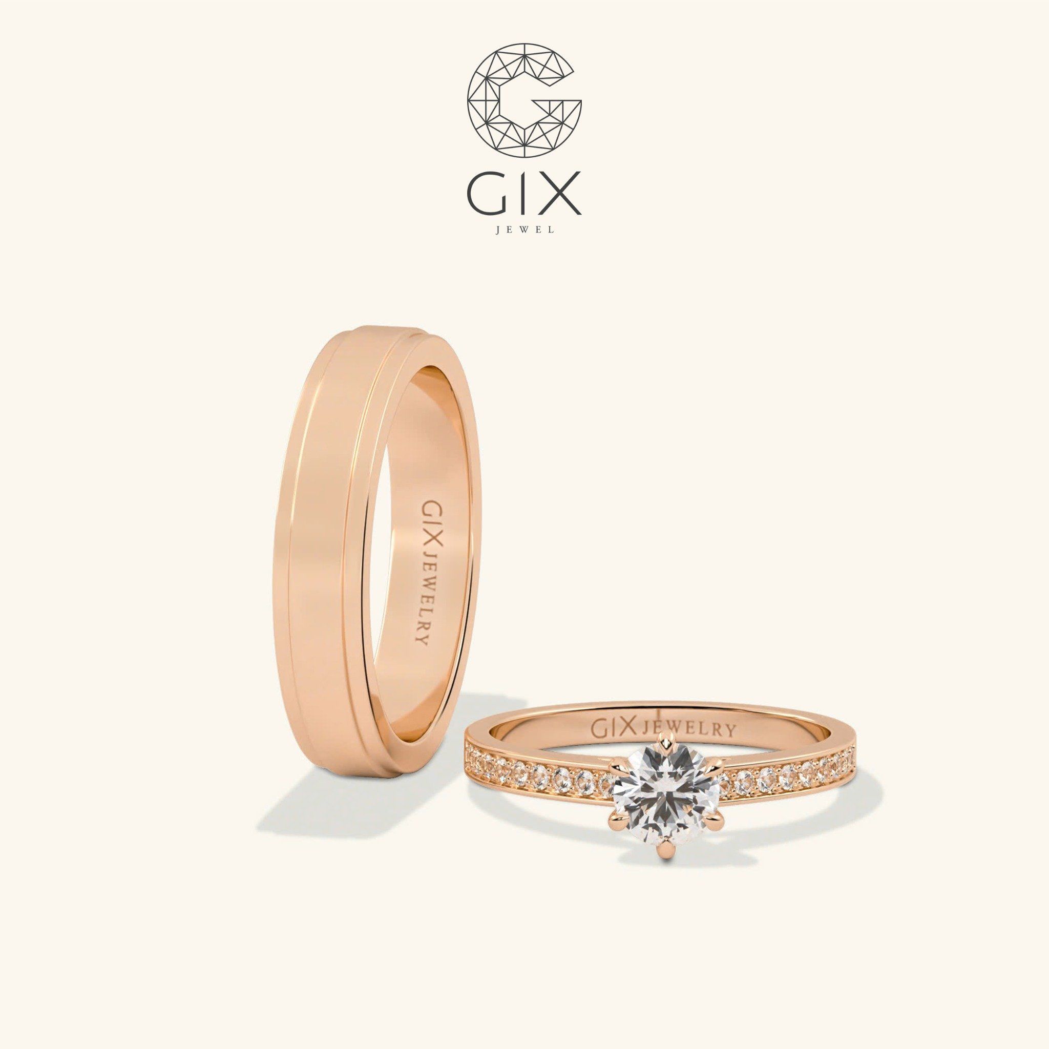 Nhẫn cưới vàng 14k Moissanite đẹp kiểu mới Gixjewel - GCR25050041