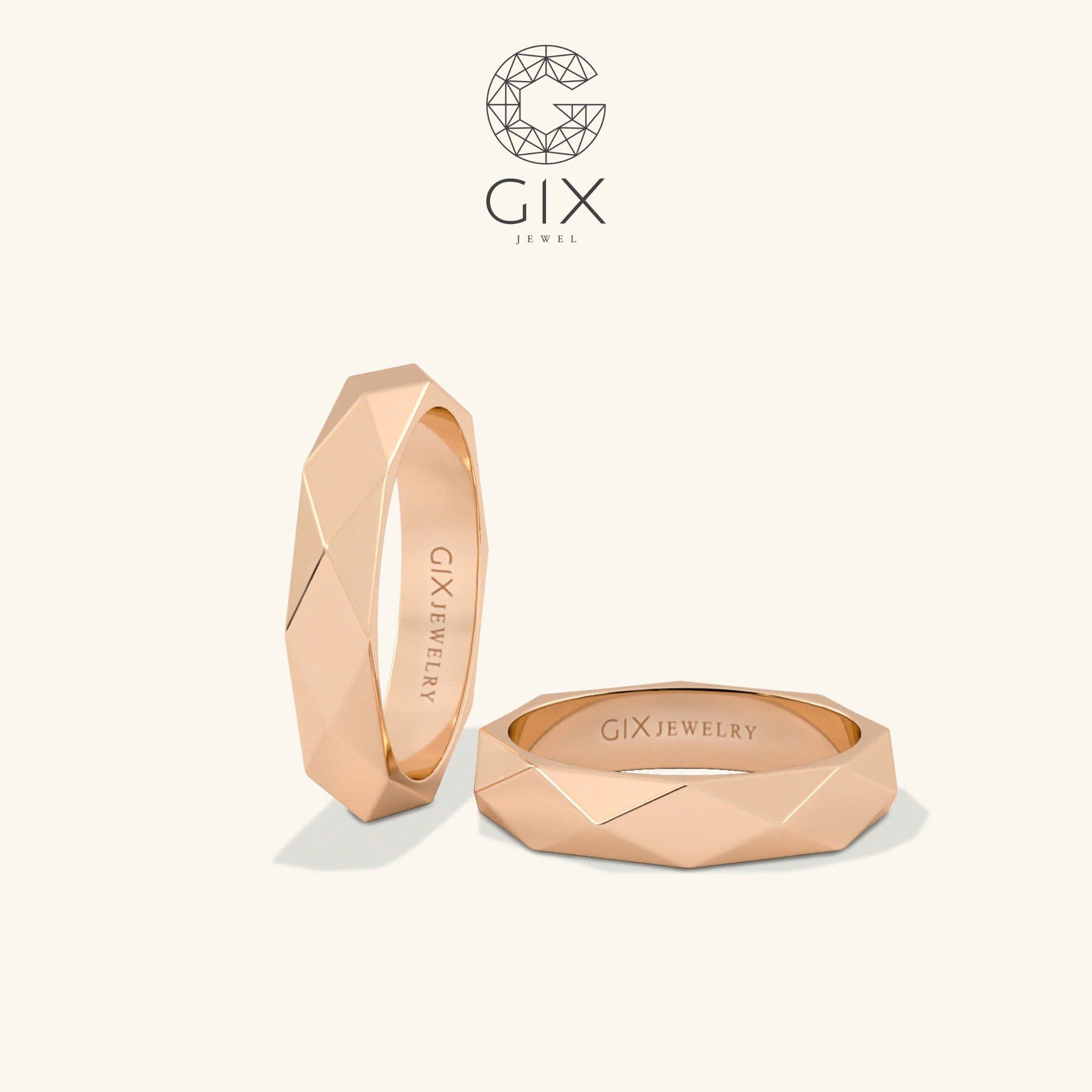 Nhẫn cưới vàng 18k vát cạnh đẹp Gix Jewel - GCR25050034