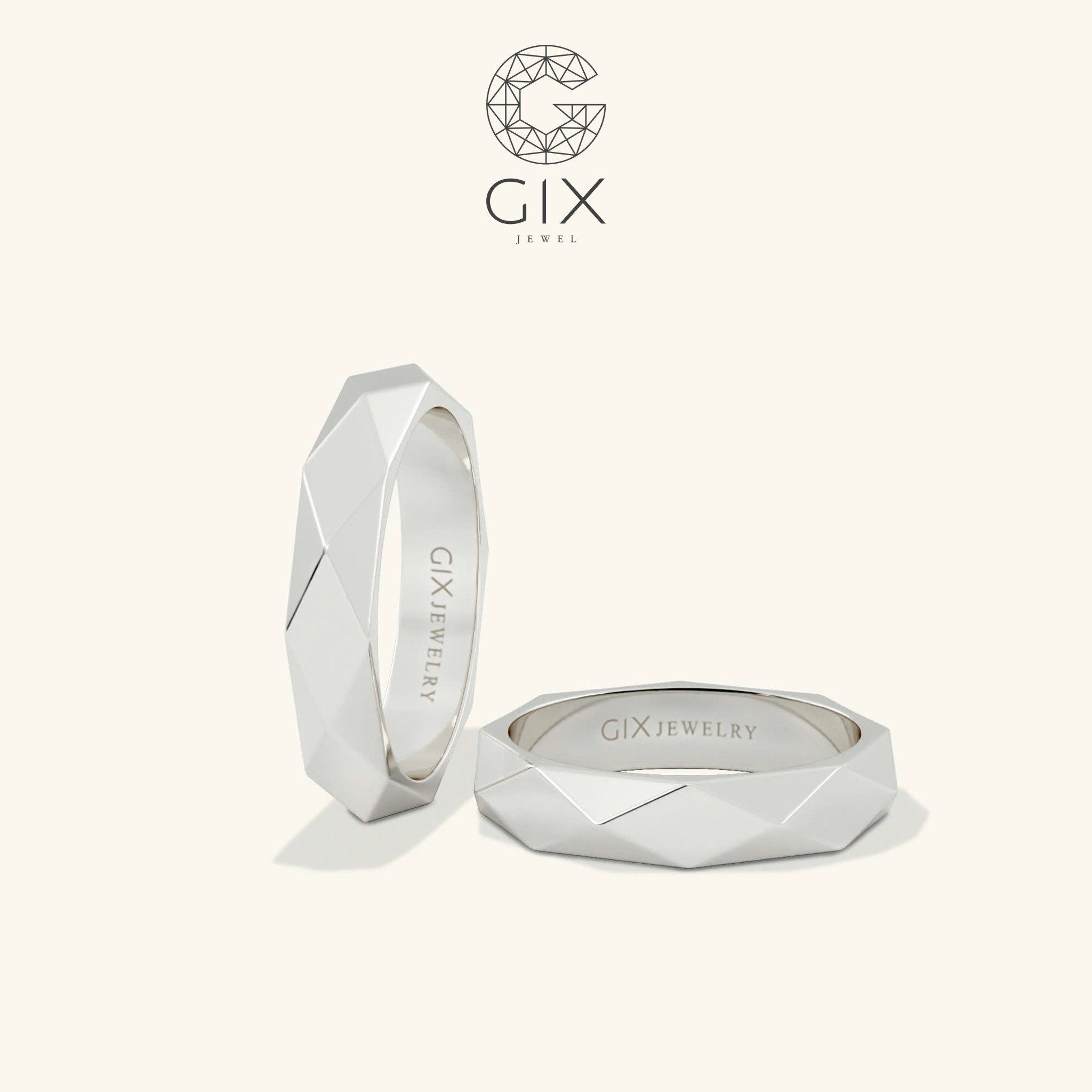 Nhẫn cưới vàng 14k vát cạnh đẹp hiện đại Gix Jewel - GCR25050034