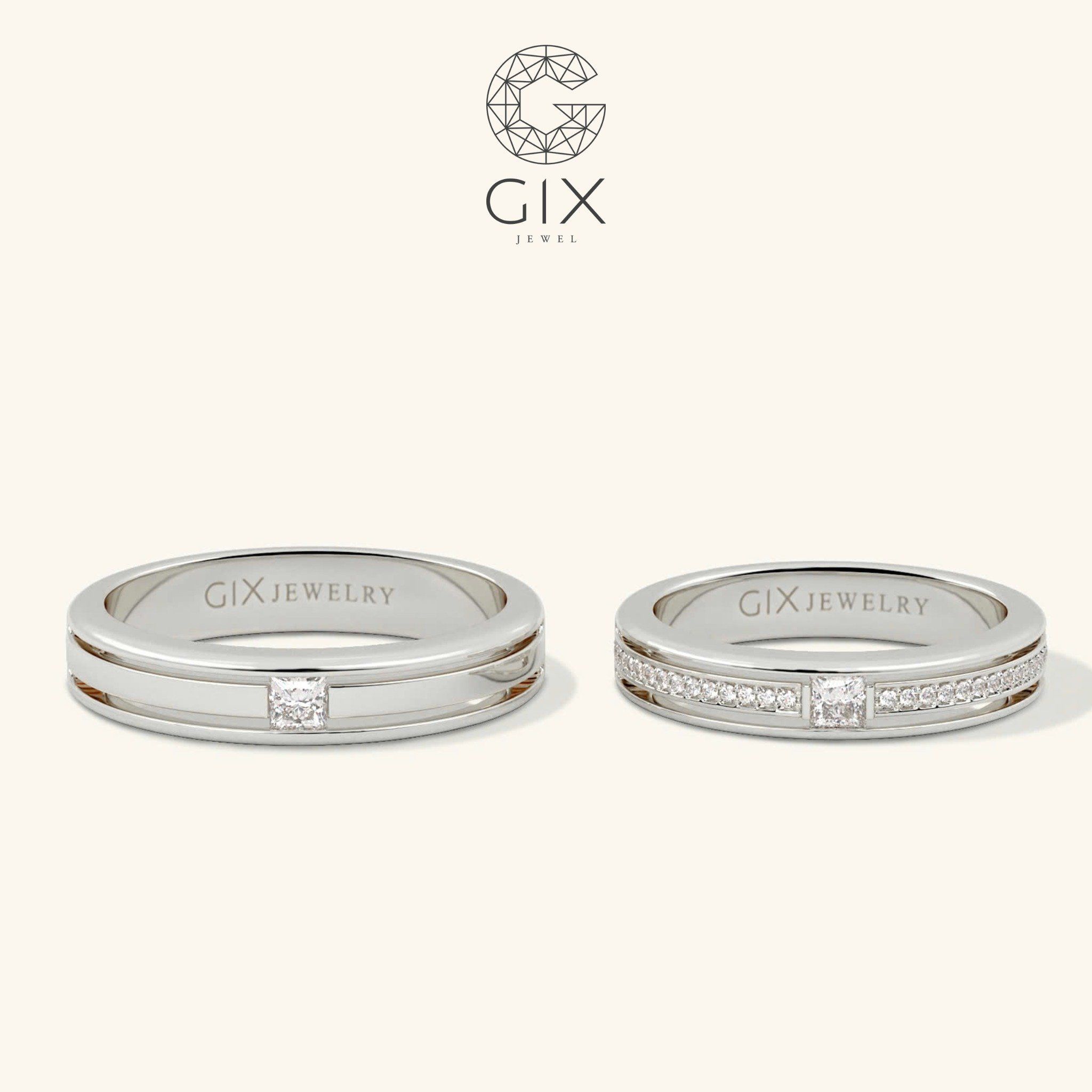 Nhẫn Cưới Đẹp Vàng 18K Gix Jewel Đính Kim Cương Cao Cấp - GCR25050029