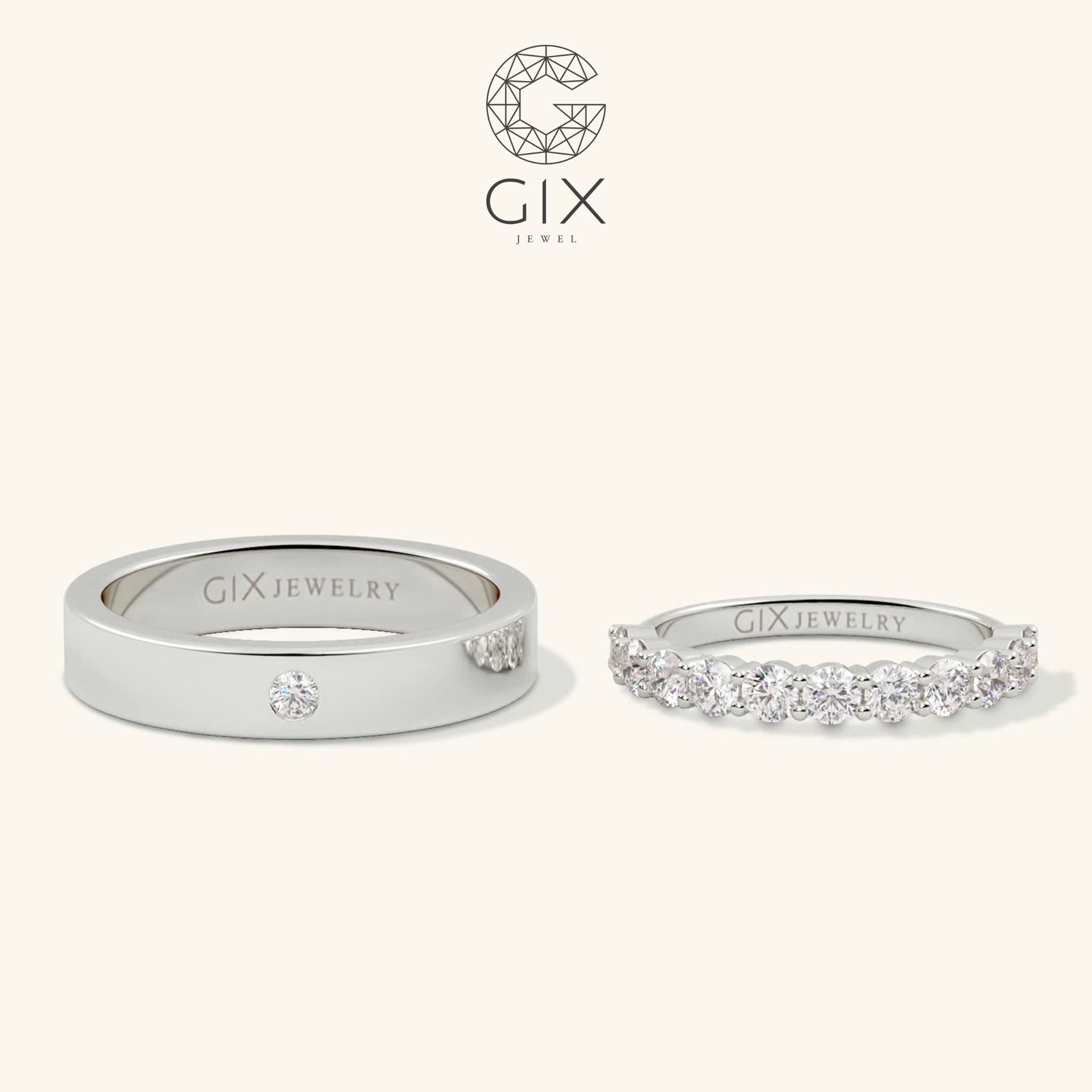 Nhẫn đôi Eternity bạc đẹp đính đá CZ Gix Jewel - GCR25050033