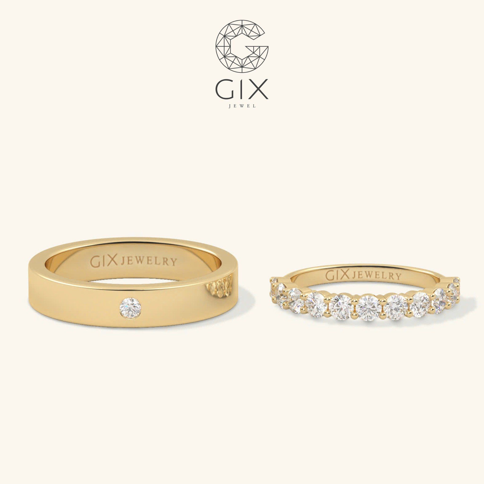 Nhẫn cưới Eternity vàng 610 đính kim cương Moissanite - GCR25050026