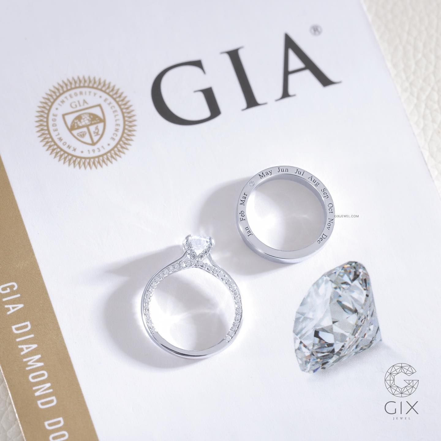 Nhẫn cưới ghép đôi đơn giản vàng 18k siêu đẹp diamond Gix Jewel