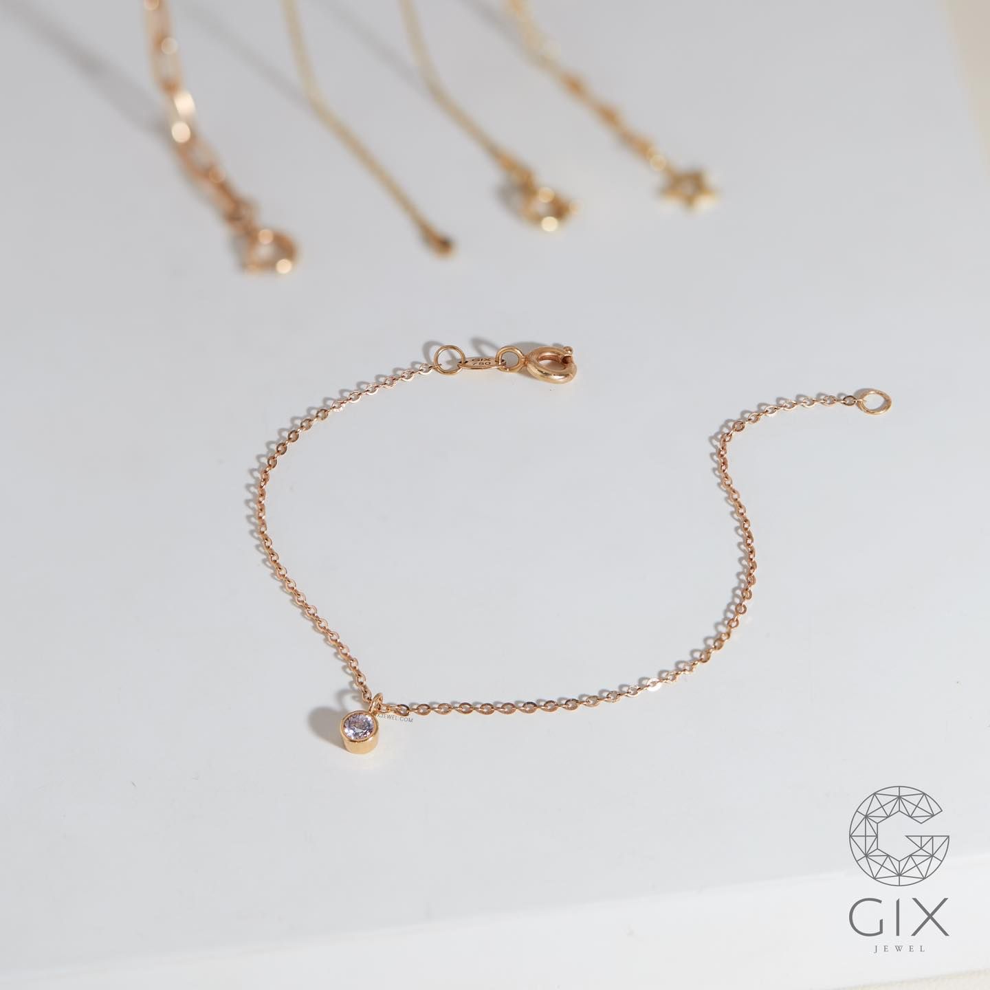 Lắc tay nữ vàng 18k bạc đơn giản sợi mảnh thời trang đính đá đẹp Gixjewel