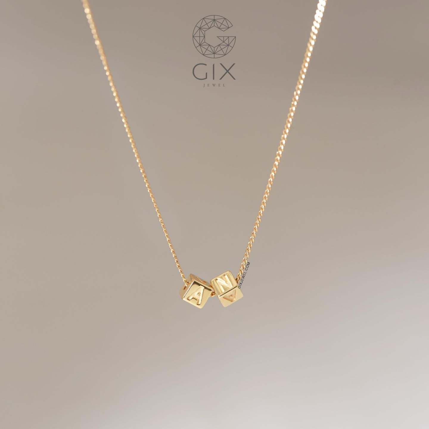 Vòng cổ nam nữ khắc tên mình vàng 18k bạc ý 925 hộp rubik kiểu mới Gix