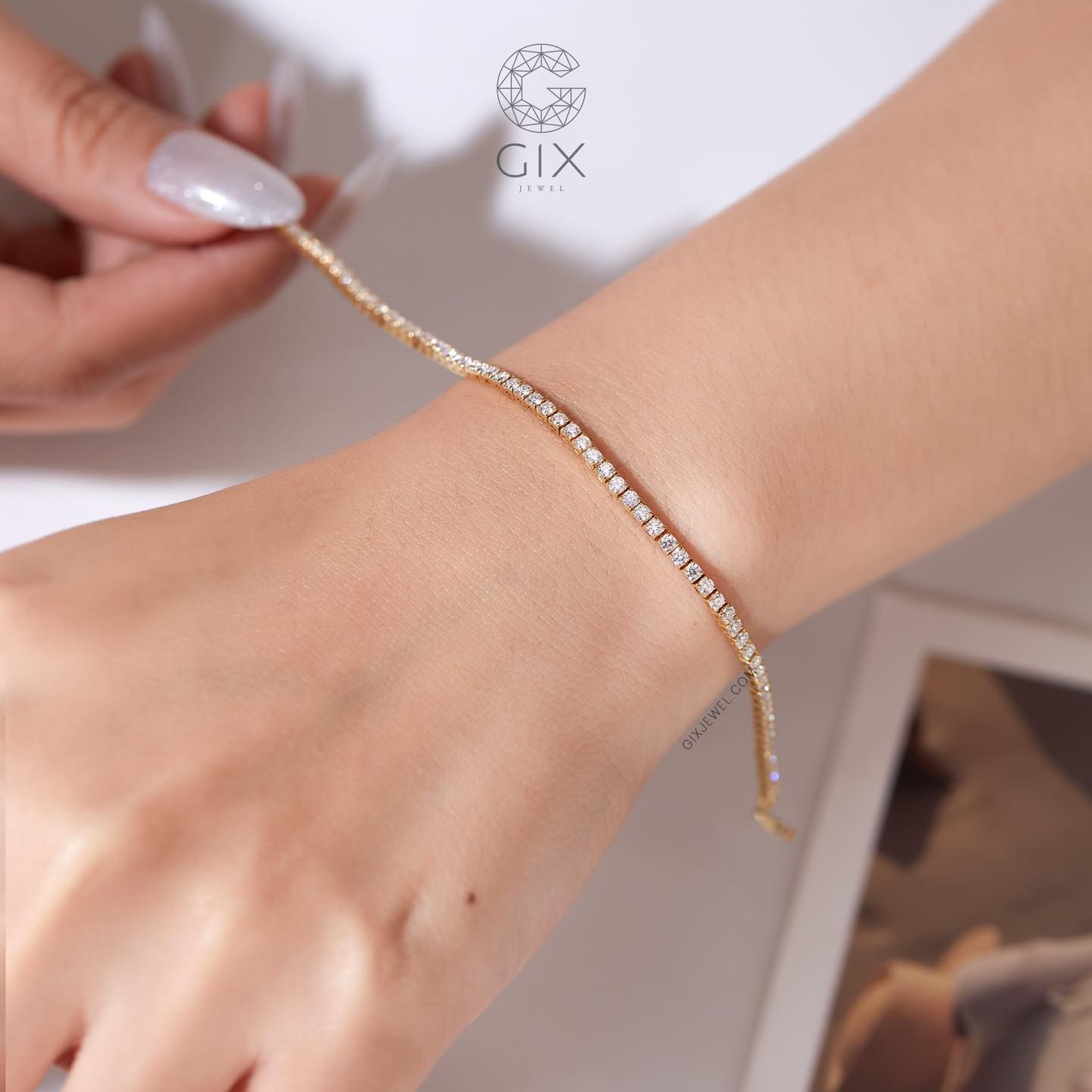 Lắc tay tennis nam nữ vàng 18k & bạc 925 Gix Jewel đính đá cao cấp TBBLT43