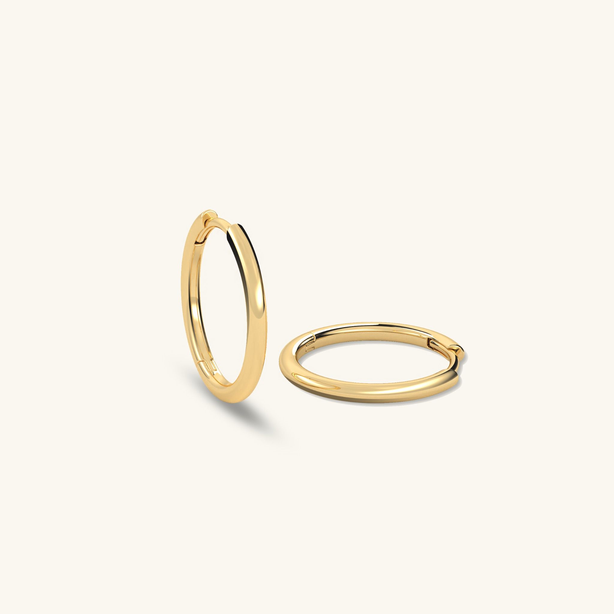 Bông tai tròn nhỏ 13mm vàng 18k đơn giản bạc 925 cho nữ đeo dự tiệc Gixjewel
