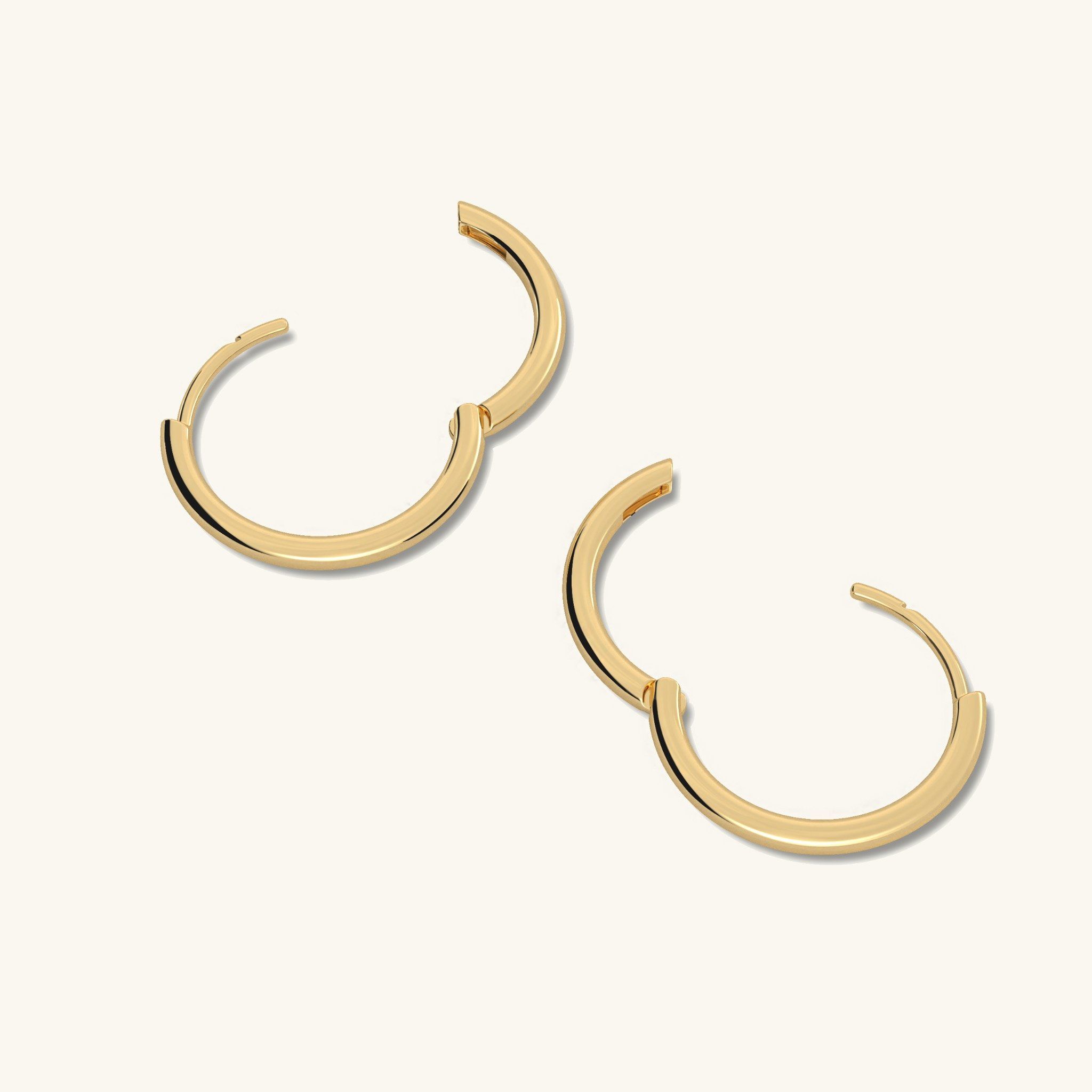 Bông tai tròn nhỏ 13mm vàng 18k đơn giản bạc 925 cho nữ đeo dự tiệc Gixjewel