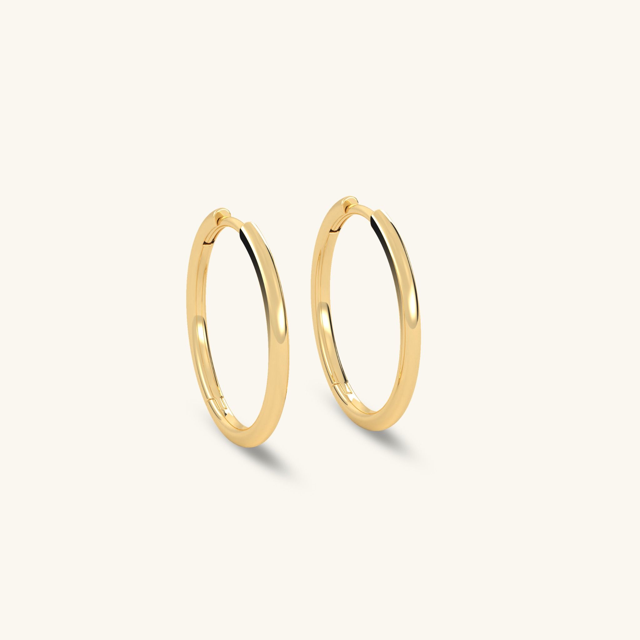 Bông tai khoen tròn 18k bạc 925 bản to 15mm đơn giản sang trọng diện đi tiệc Gix Jewelry