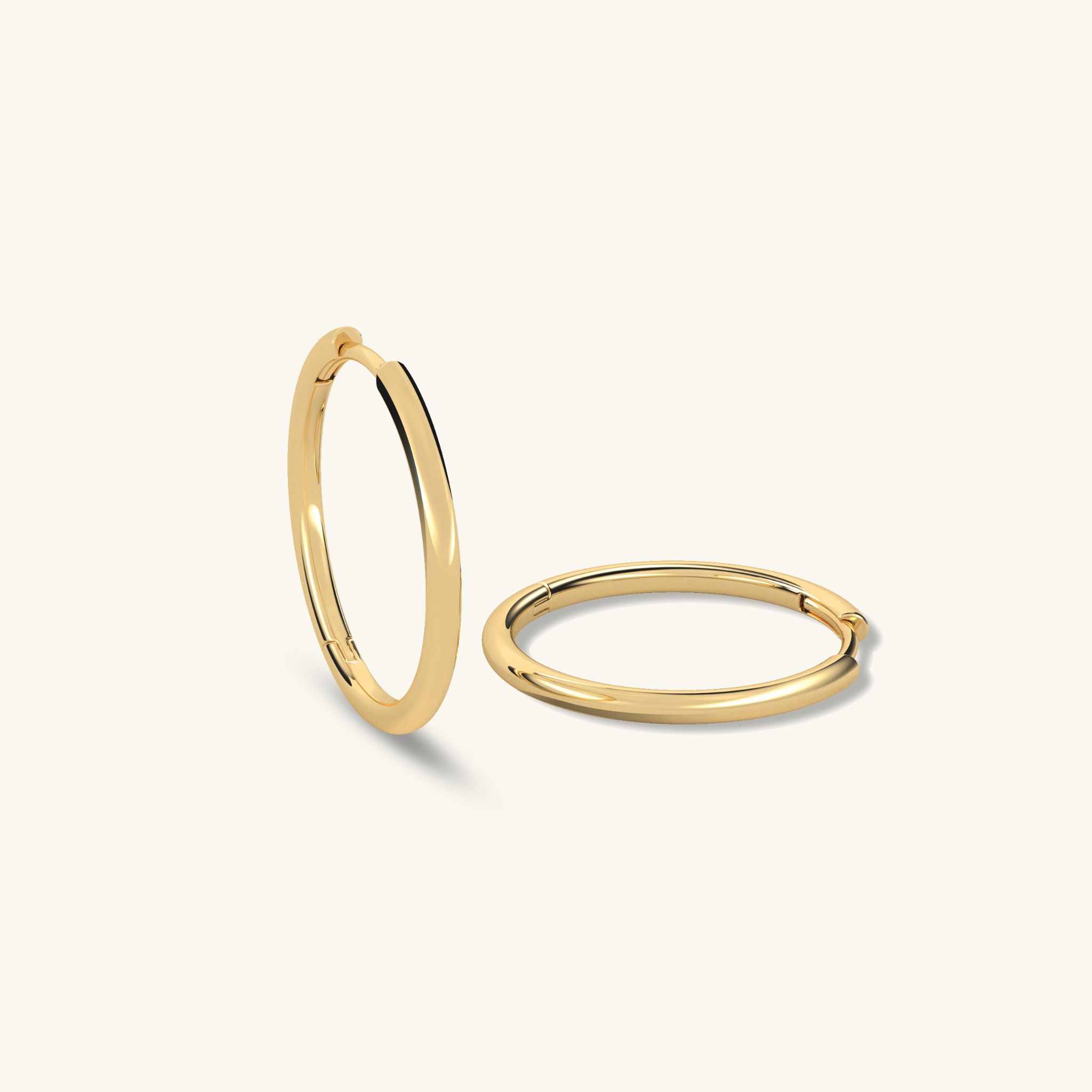 Bông tai khoen tròn 18k bạc 925 bản to 15mm đơn giản sang trọng diện đi tiệc Gix Jewelry