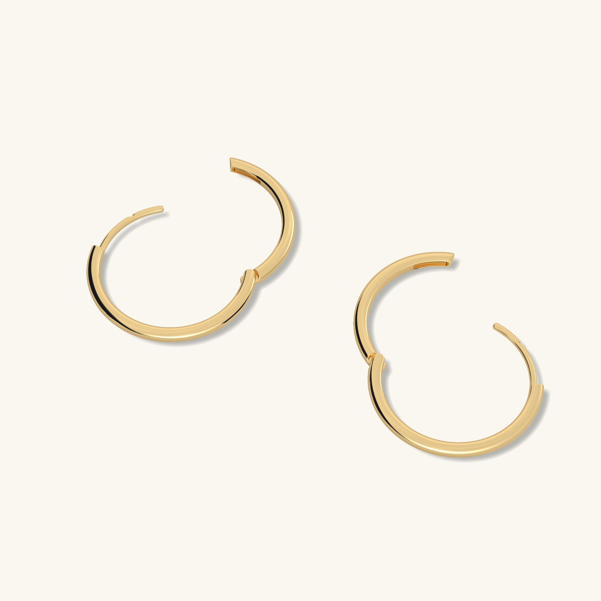 Bông tai khoen tròn 18k bạc 925 bản to 15mm đơn giản sang trọng diện đi tiệc Gix Jewelry