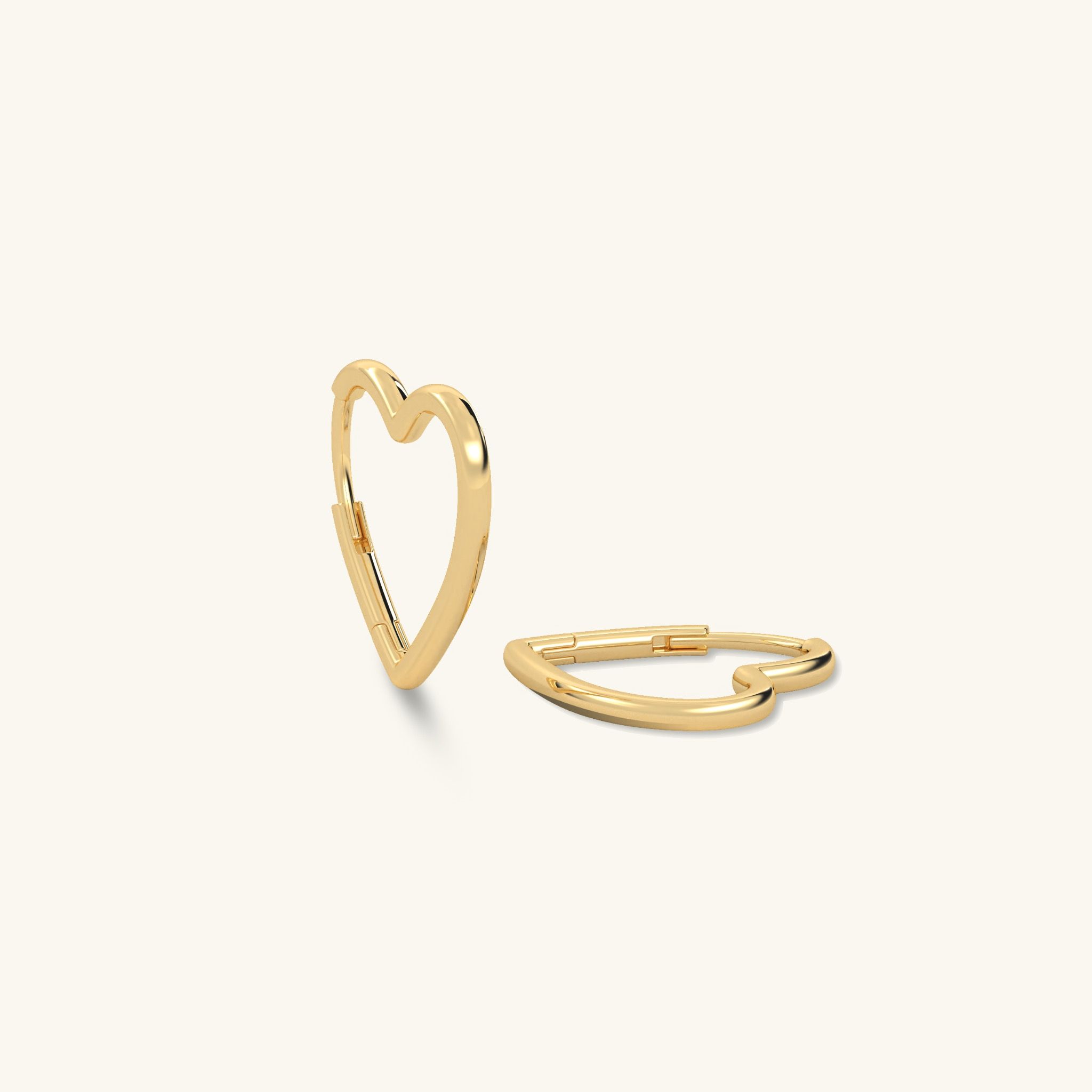 Khuyên tai đẹp khoen tròn bạc nữ mạ vàng 18k hình trái tim bản to kiểu mới Gix