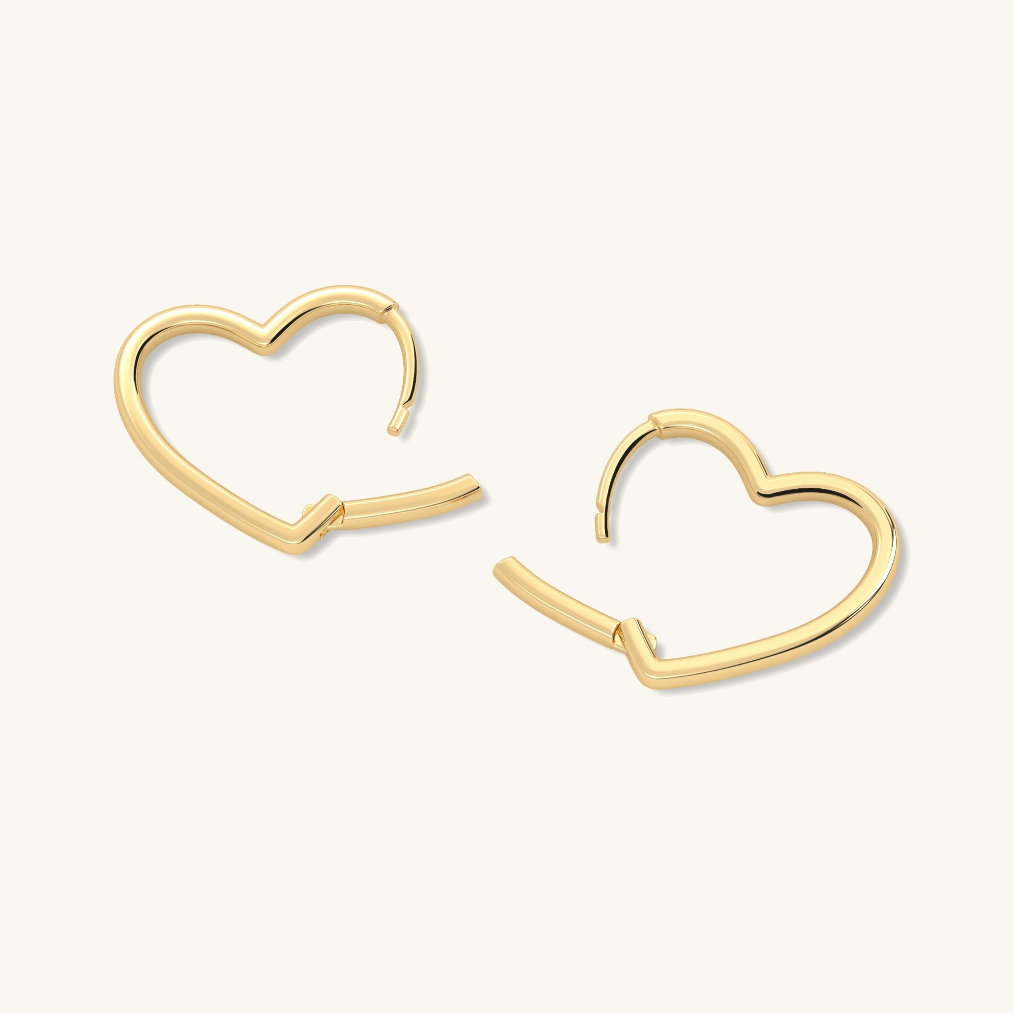 Khuyên tai đẹp khoen tròn bạc nữ mạ vàng 18k hình trái tim bản to kiểu mới Gix