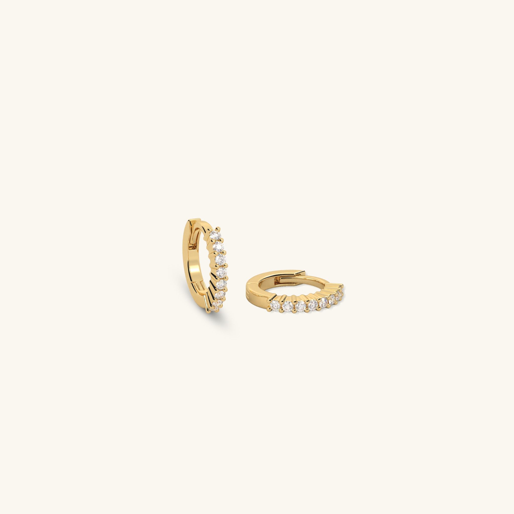Bông tai bạc thật khoen tròn nhỏ xinh 8mm vàng trắng đính kim cương nhân tạo Gix Jewelry
