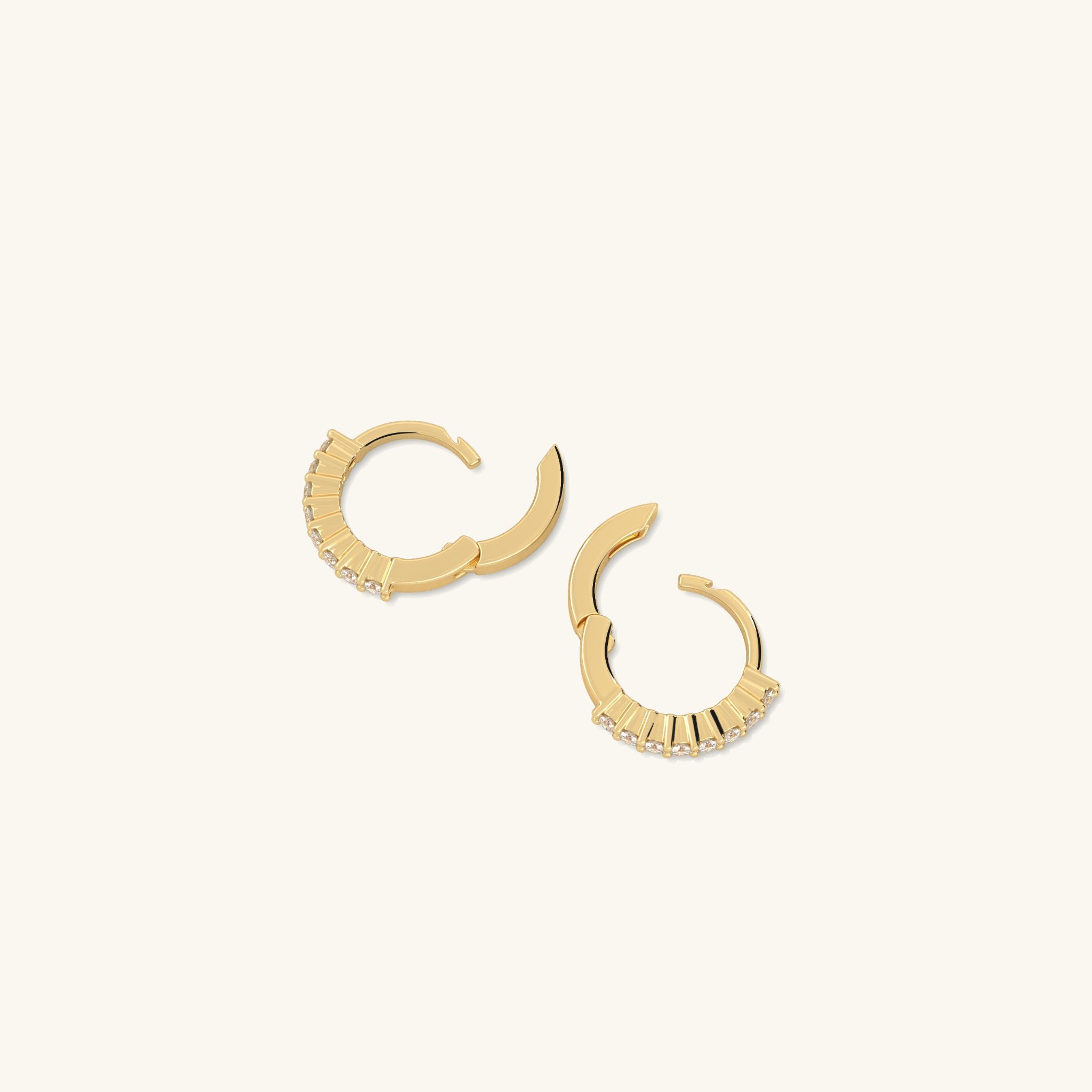 Bông tai bạc thật khoen tròn nhỏ xinh 8mm vàng trắng đính kim cương nhân tạo Gix Jewelry