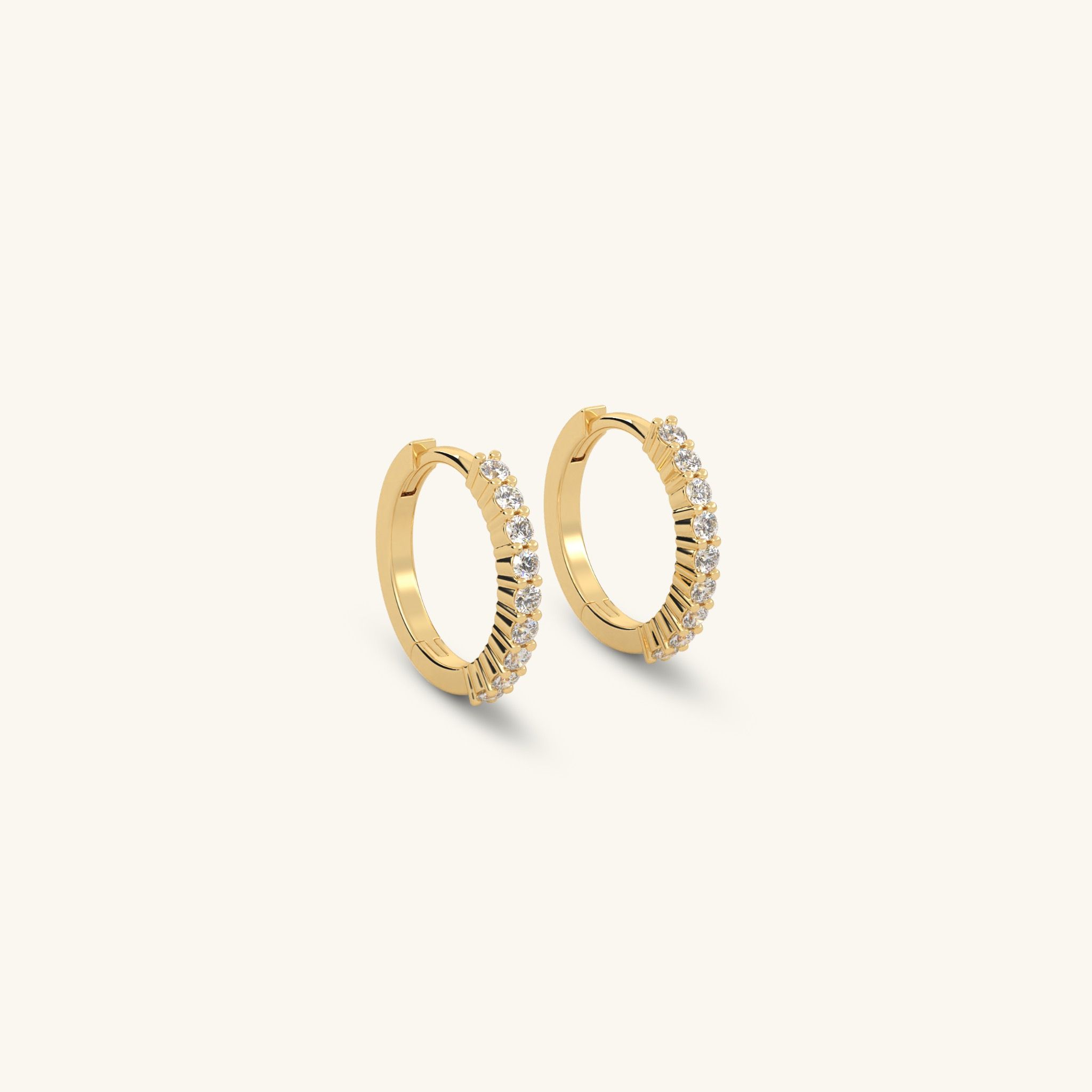 Khuyên tai tròn 10mm vàng 18k đẹp cho nữ bạc 925 vòng tròn nhỏ đính đá đeo cá tính Gix