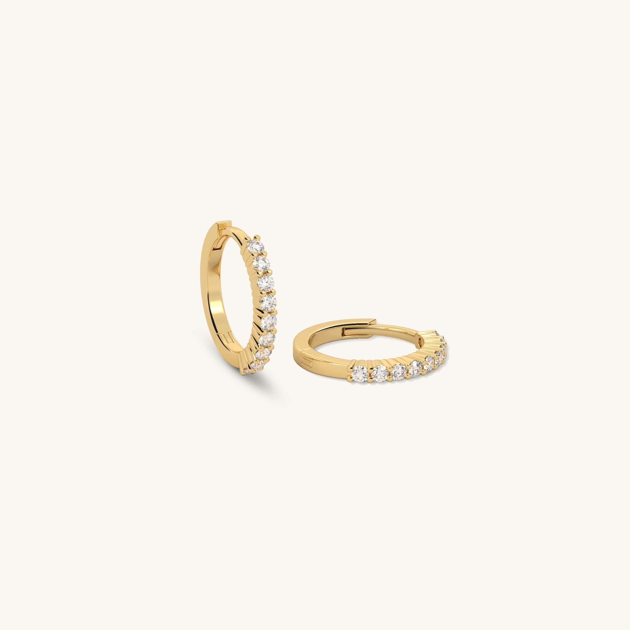 Khuyên tai tròn 10mm vàng 18k đẹp cho nữ bạc 925 vòng tròn nhỏ đính đá đeo cá tính Gix