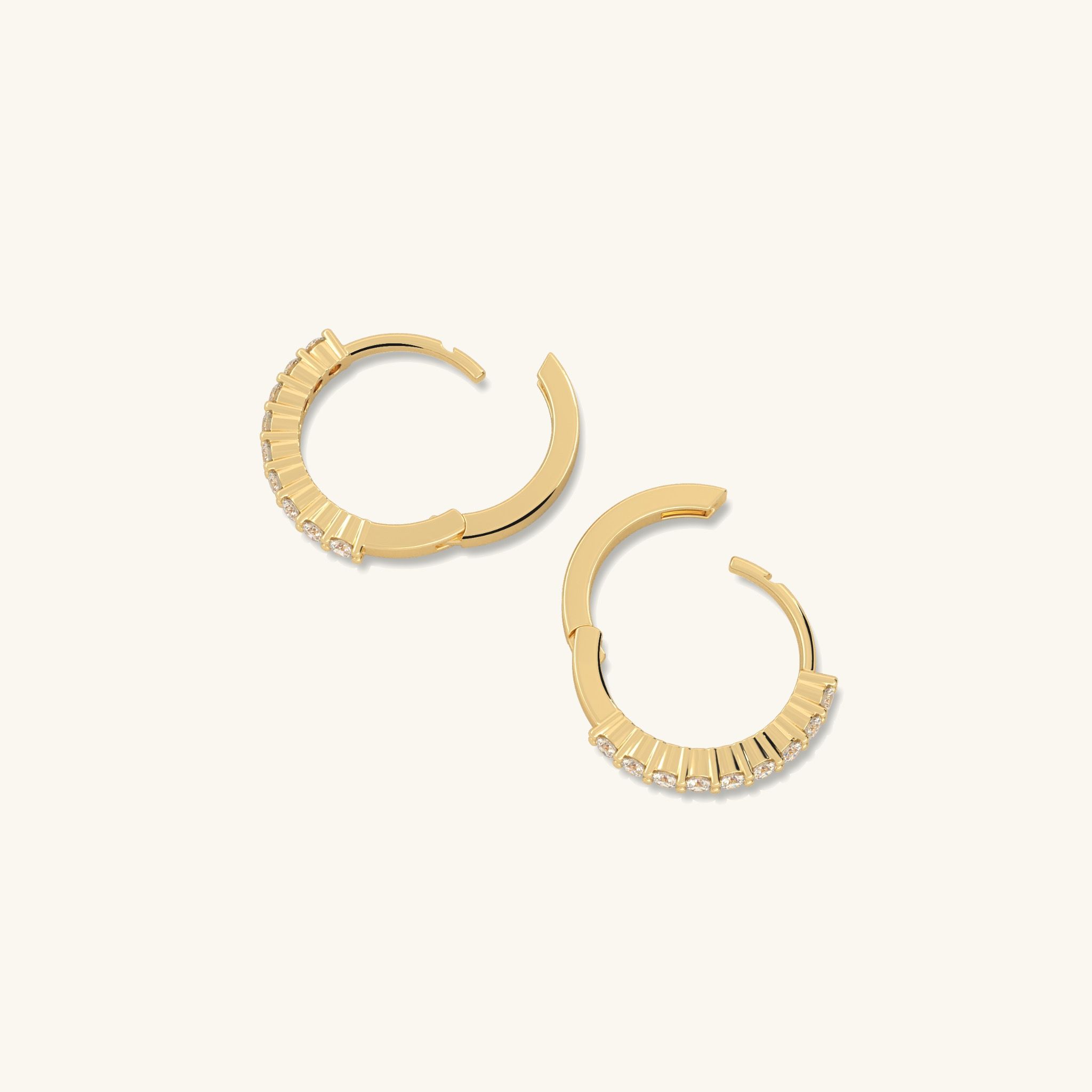 Khuyên tai tròn 10mm vàng 18k đẹp cho nữ bạc 925 vòng tròn nhỏ đính đá đeo cá tính Gix
