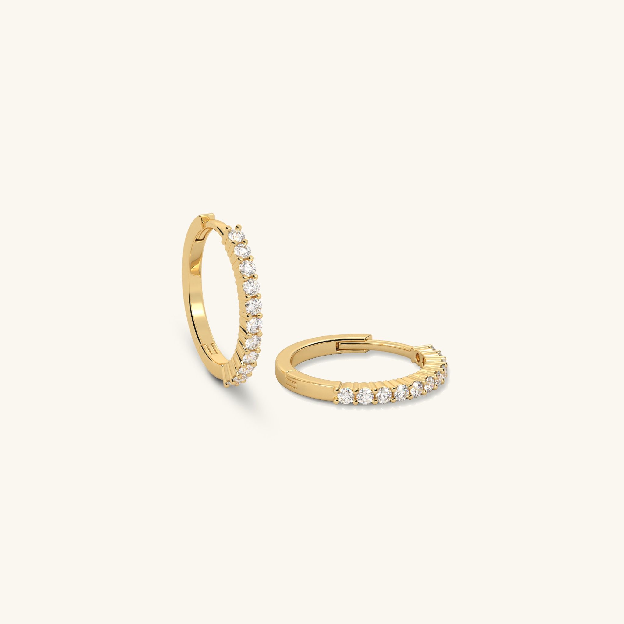 Bông tai nữ vàng 18k bạc đẹp khoen tròn 12mm đơn giản đẹp đính đá sang trọng đi tiệc Gix