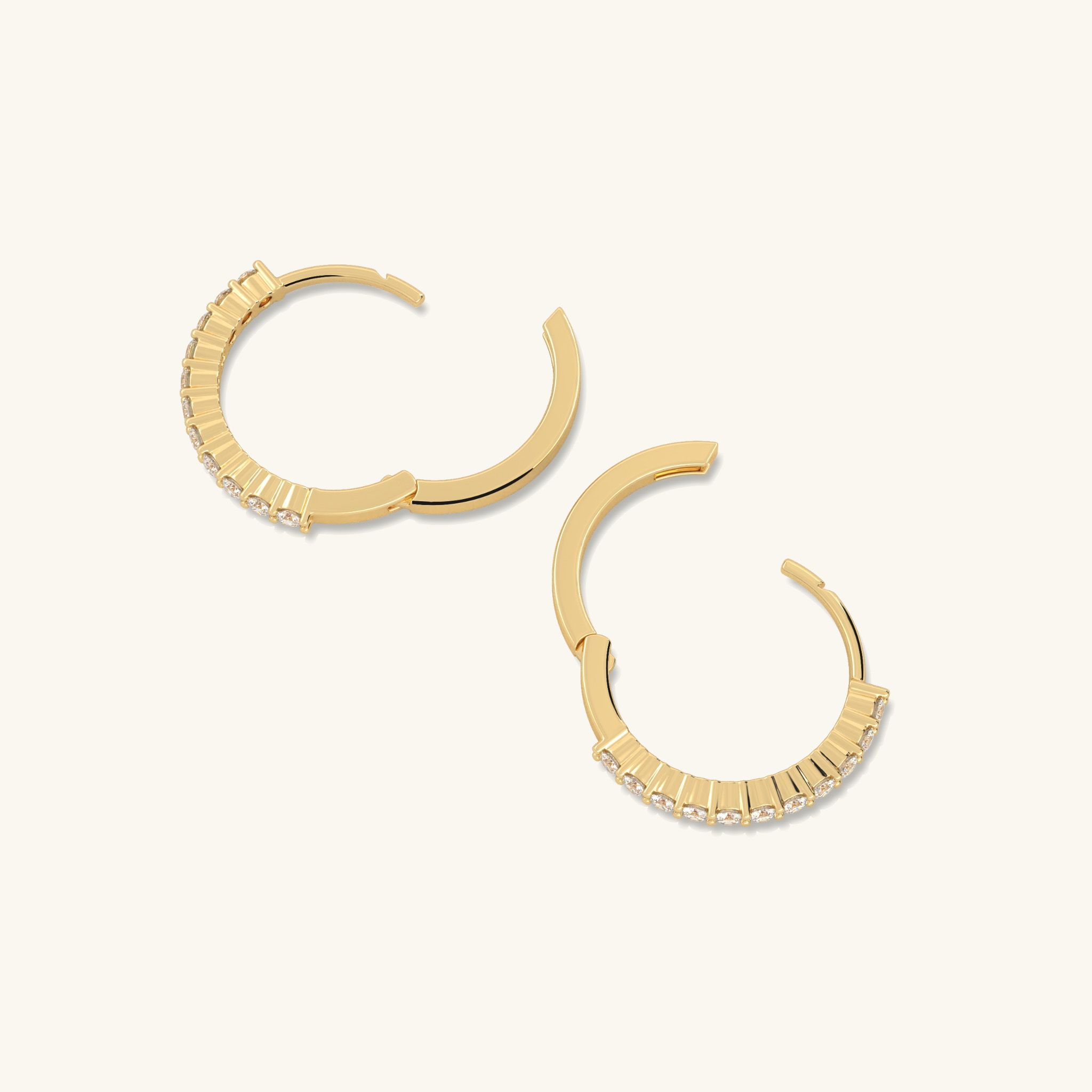 Bông tai nữ vàng 18k bạc đẹp khoen tròn 12mm đơn giản đẹp đính đá sang trọng đi tiệc Gix