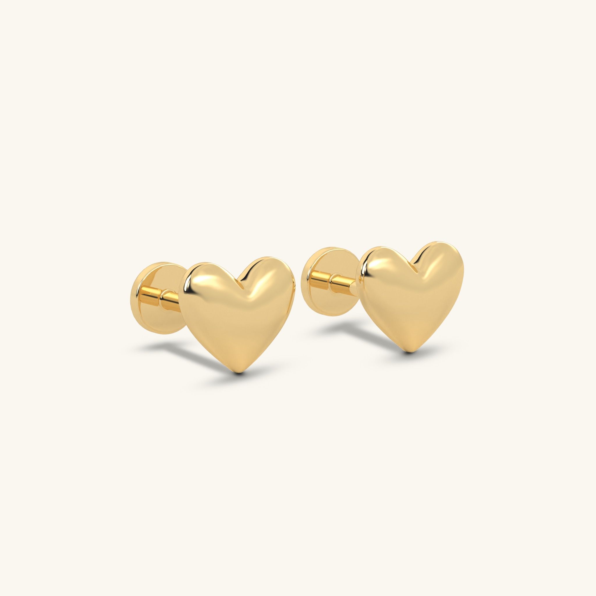Khuyên tai bạc nữ vàng 18k hình trái tim 4.5mm cá tính ôm sát tai Gix Jewel