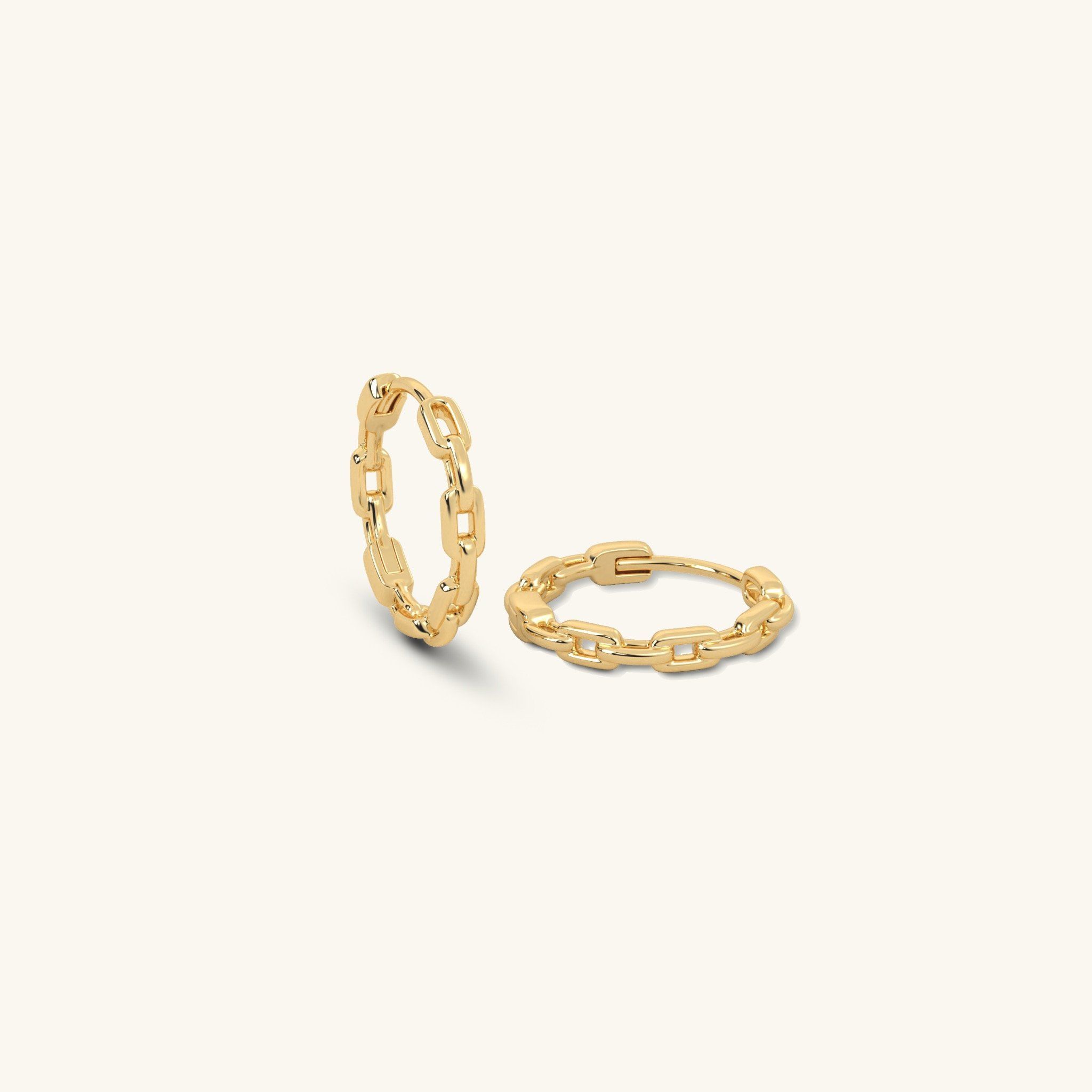 Khuyên tai tròn bạc nam nữ cá tính bạc ta Gix Jewel mạ vàng 18k phối xích