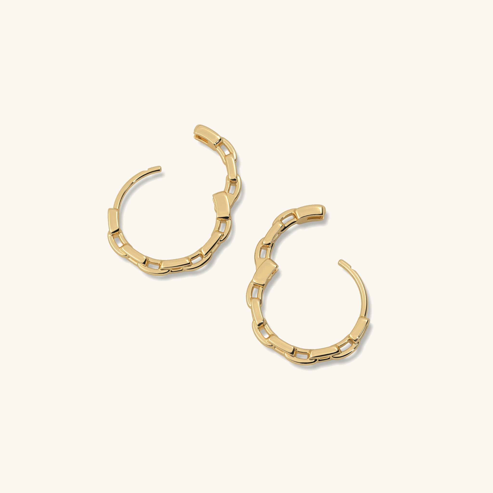 Khuyên tai tròn bạc nam nữ cá tính bạc ta Gix Jewel mạ vàng 18k phối xích