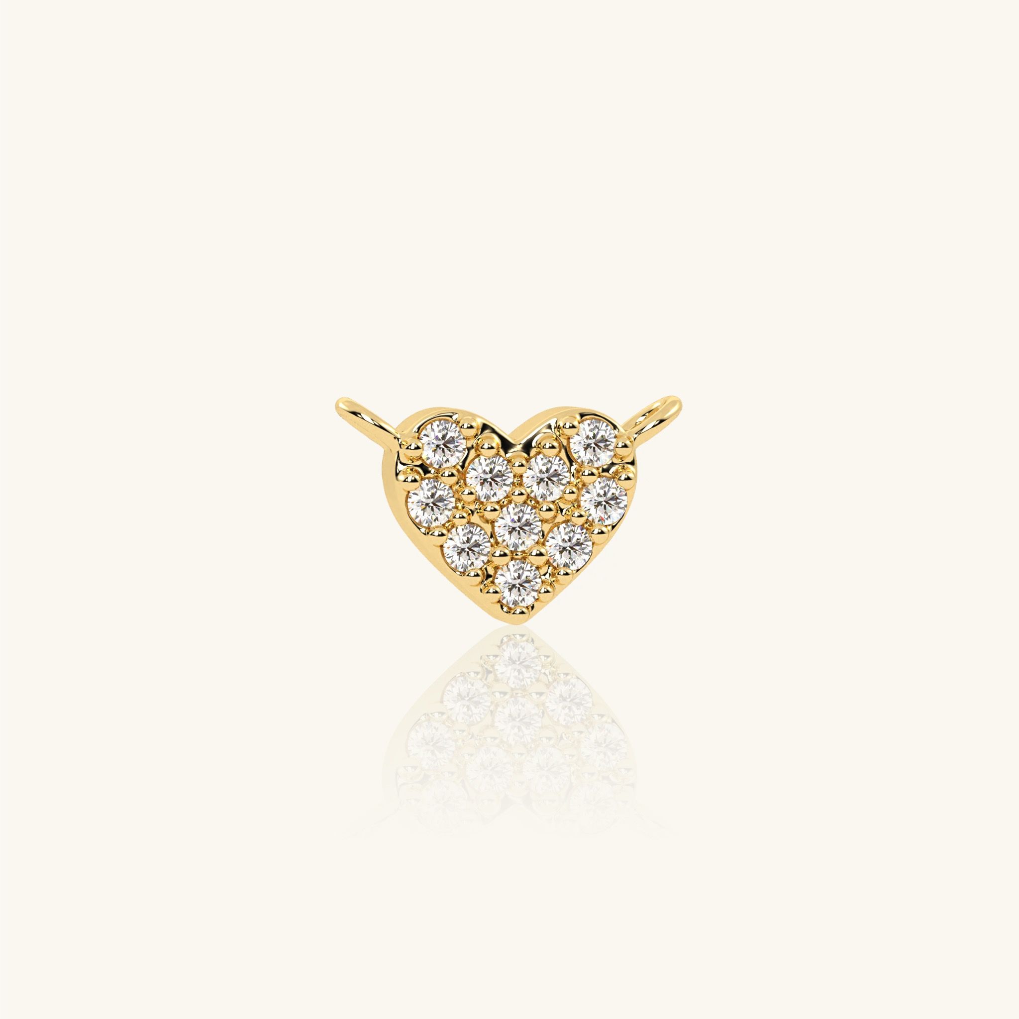 Dây chuyền kim cương vàng tây chữ cong 18k hình trái tim sợi mảnh đẹp GixJewelry