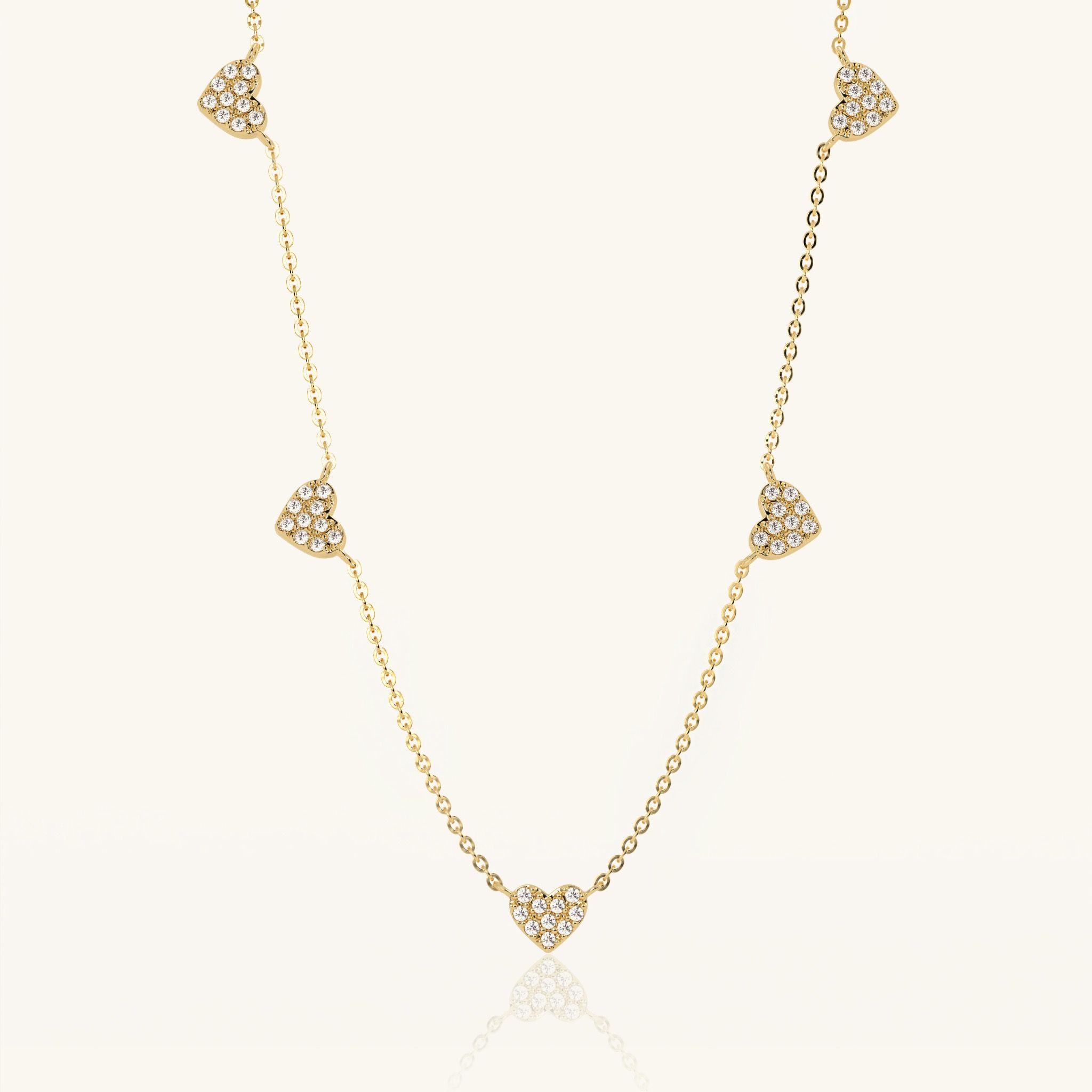 Dây chuyền kim cương vàng tây chữ cong 18k hình trái tim sợi mảnh đẹp GixJewelry